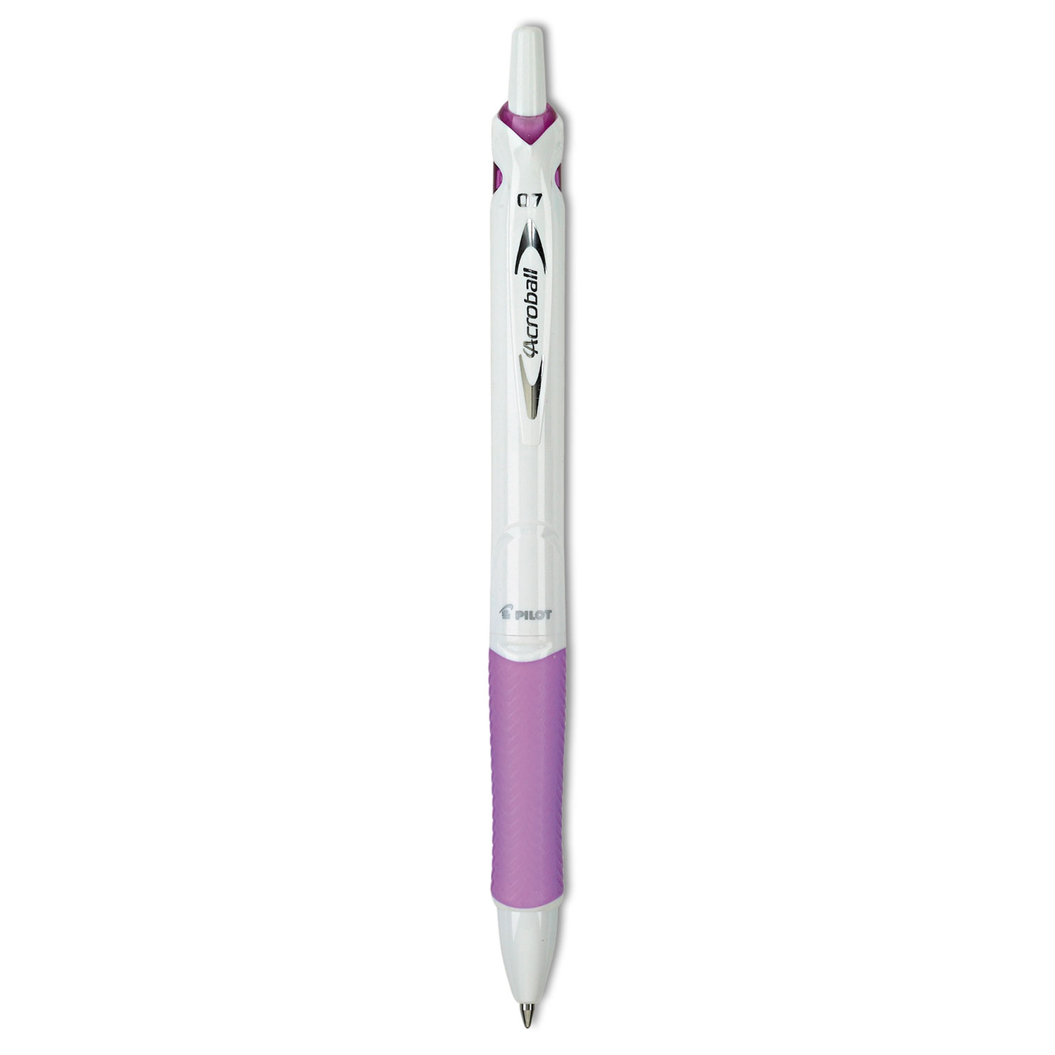  Pilot 31854 Acroball PureWhite Retractable Ballpoint Pen, 0.7mm, Black Ink, White/Purple Barrel (PIL31854) 