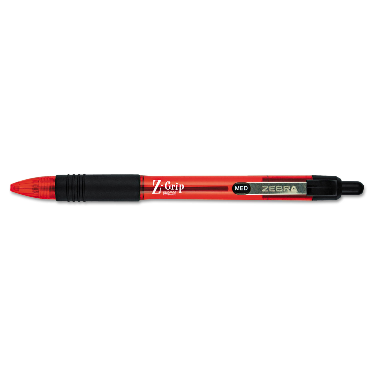 Z-Grip Neon Retractable Ballpoint Pen, 1mm, Medium, Red, Dozen