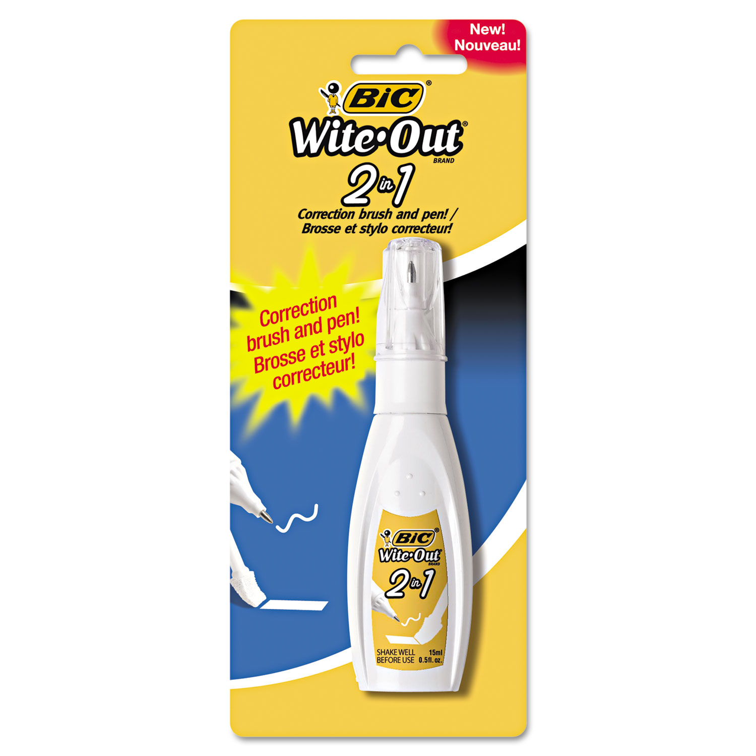  BIC WOPFP11 Wite-Out 2-in-1 Correction Fluid, 15 ml Bottle, White (BICWOPFP11) 