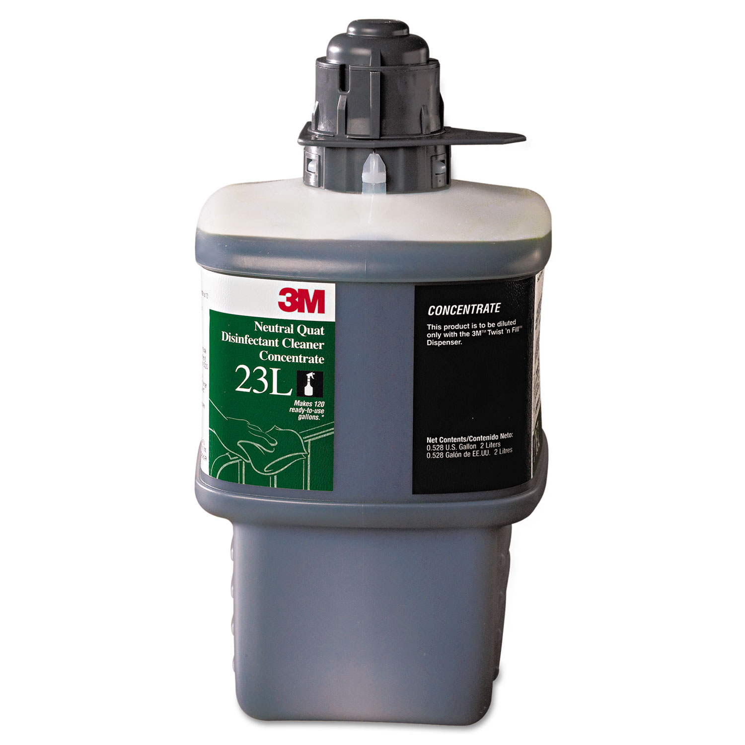  3M 23L Neutral Quat Disinfectant Cleaner Concentrate, Low Flow, 2,000 mL Bottle, 6/Carton (MMM23L) 