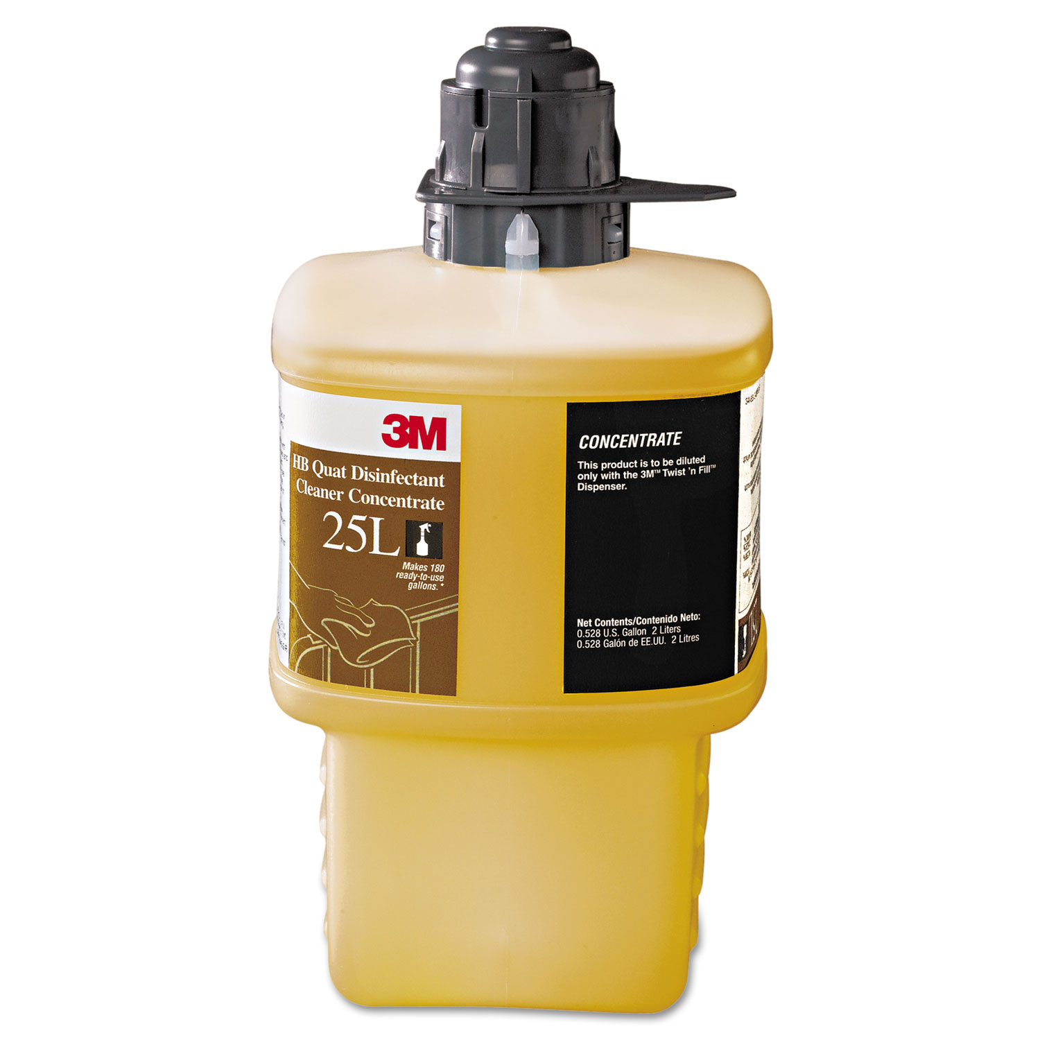  3M 25L HB Quat Disinfectant Cleaner Concentrate, Low Flow, 2,000 mL Bottle, 6/Carton (MMM25L) 
