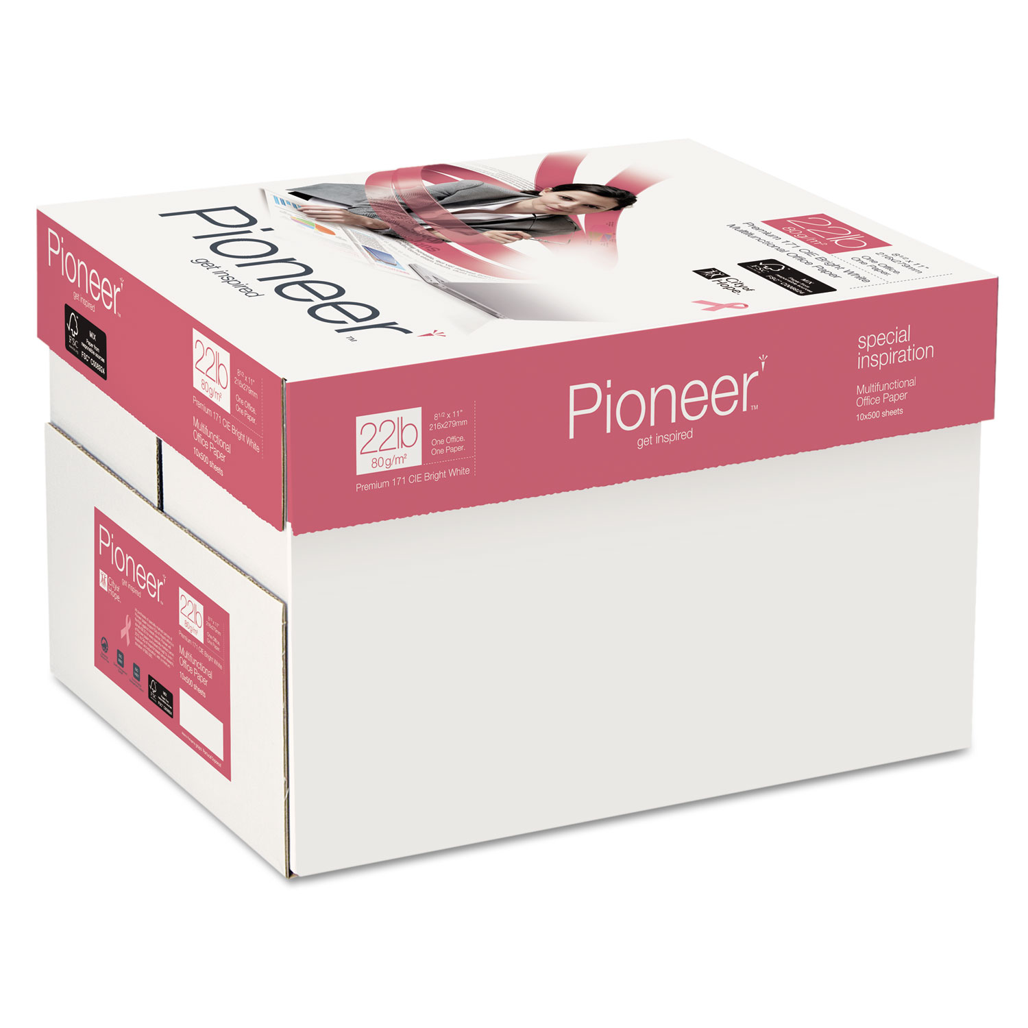  Pioneer PIO1122F Multipurpose Paper, 99 Bright, 22lb, 8.5 x 11, Bright White, 500 Sheets/Ream, 10 Reams/Carton (SNAPIO1122F) 