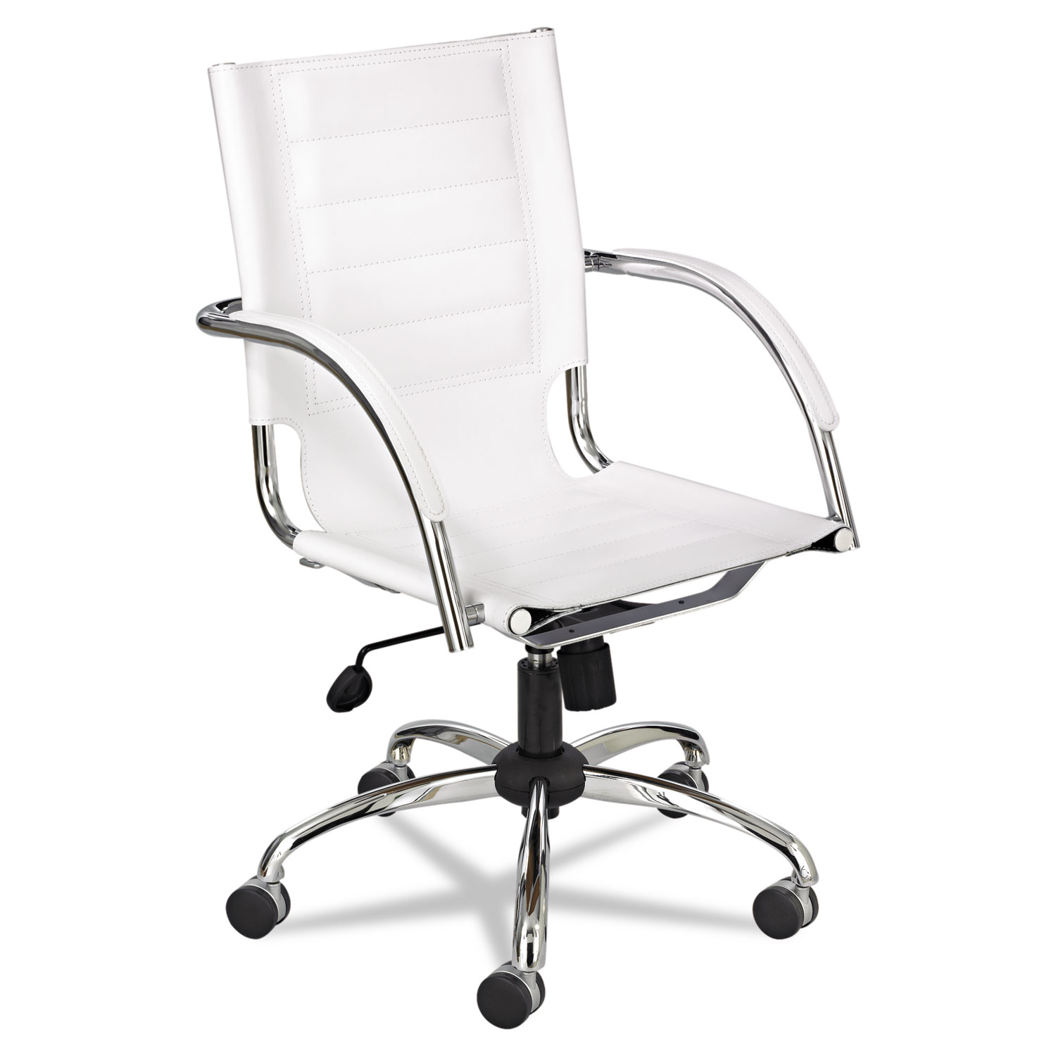 Flaunt Series Mid-Back Managers Chair, White Leather/Chrome