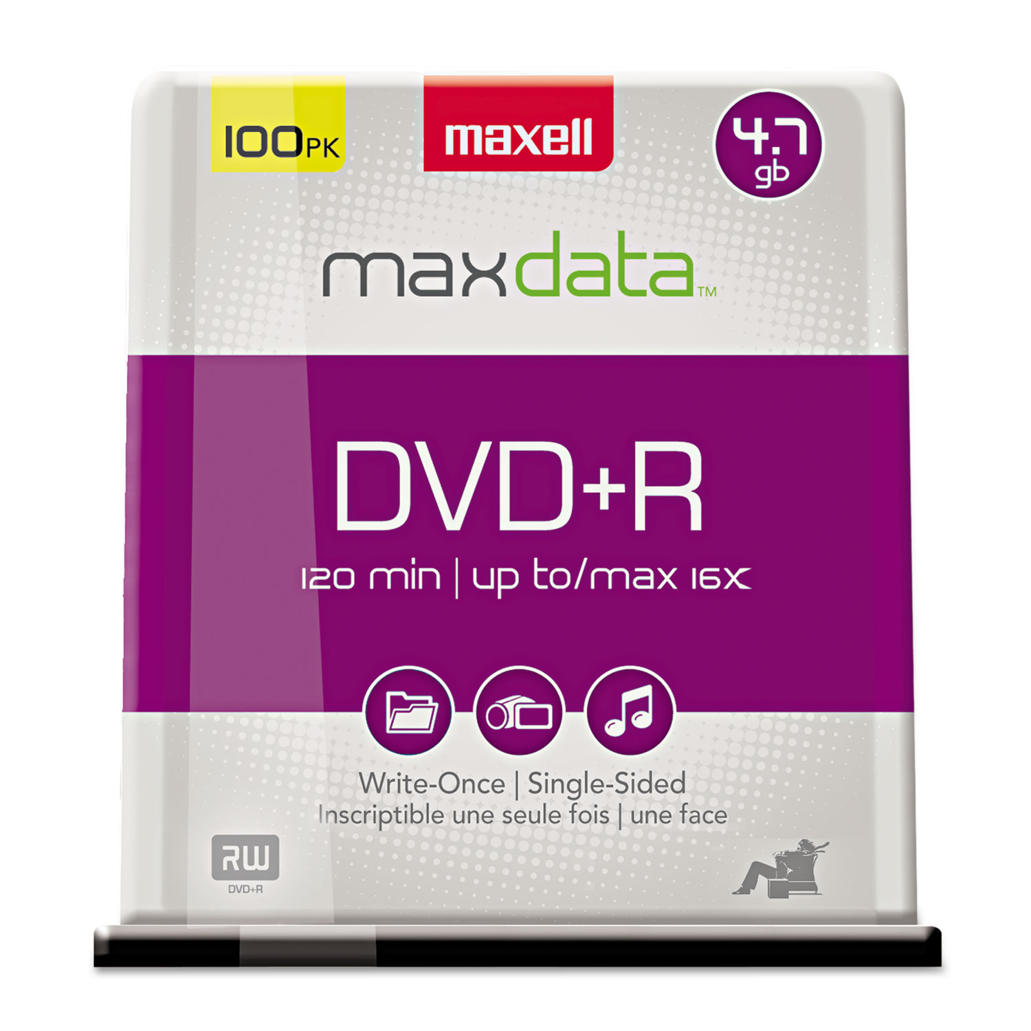  Maxell 639016 DVD+R Discs, 4.7GB, 16x, Spindle, Silver, 100/Pack (MAX639016) 