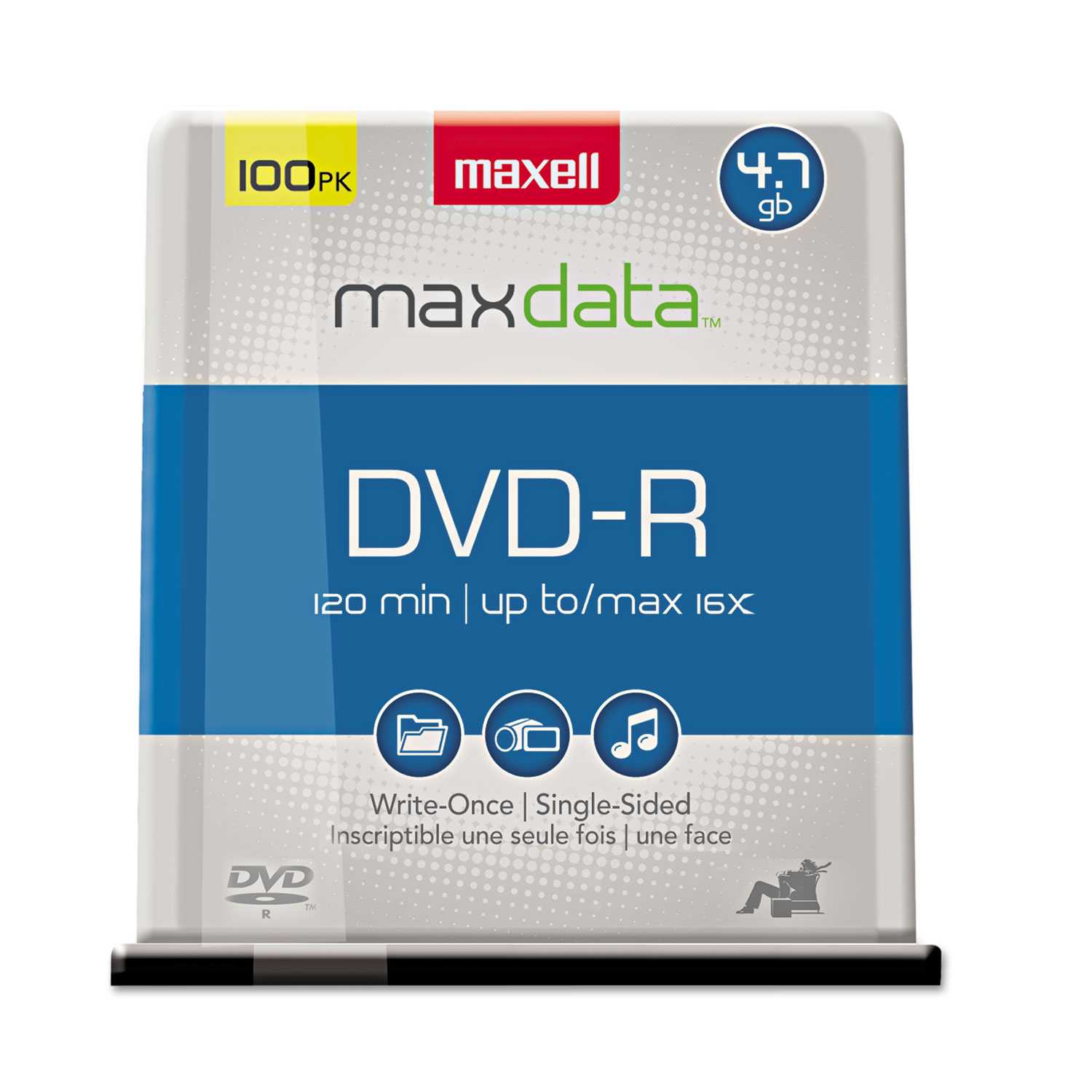  Maxell 638014 DVD-R Discs, 4.7GB, 16x, Spindle, Gold, 100/Pack (MAX638014) 