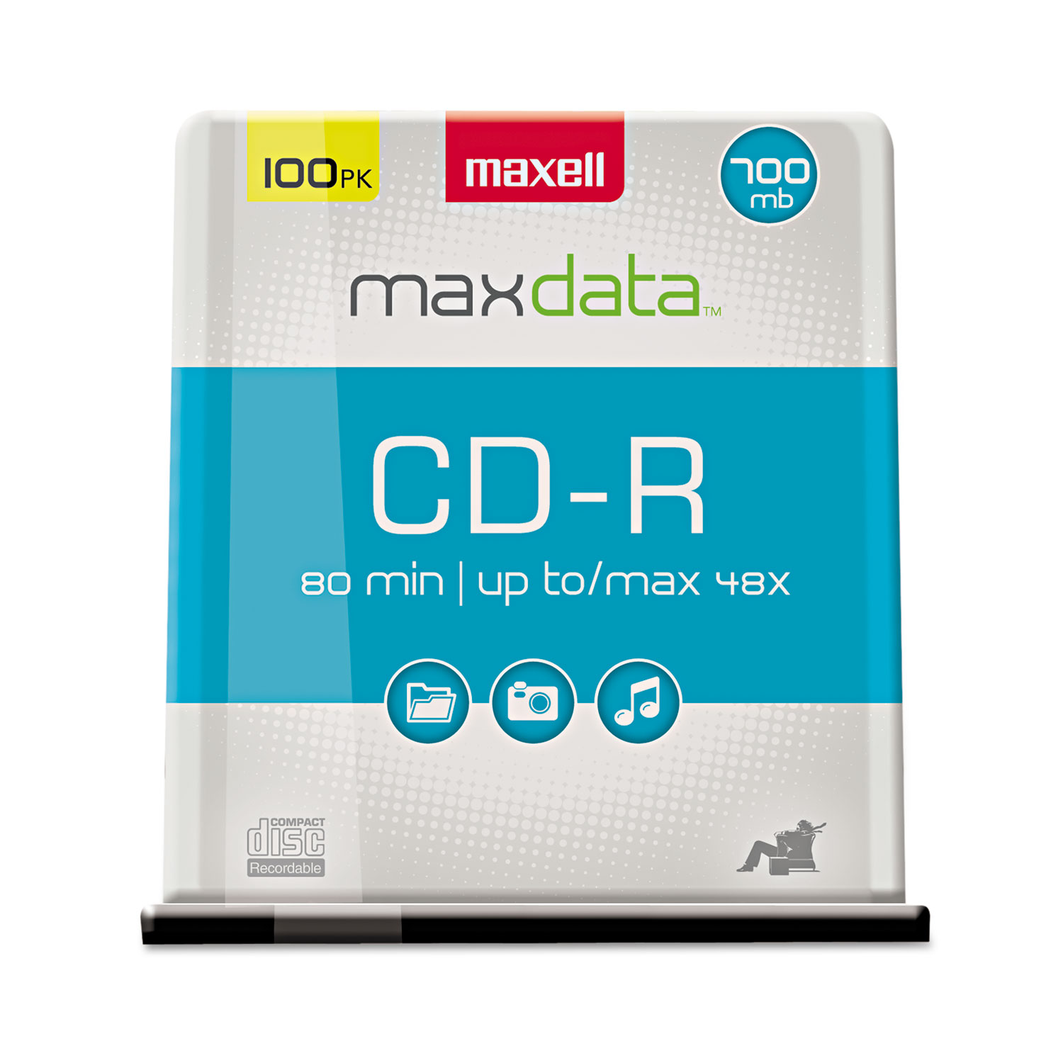  Maxell 648200 CD-R Discs, 700MB/80min, 48x, Spindle, Silver, 100/Pack (MAX648200) 