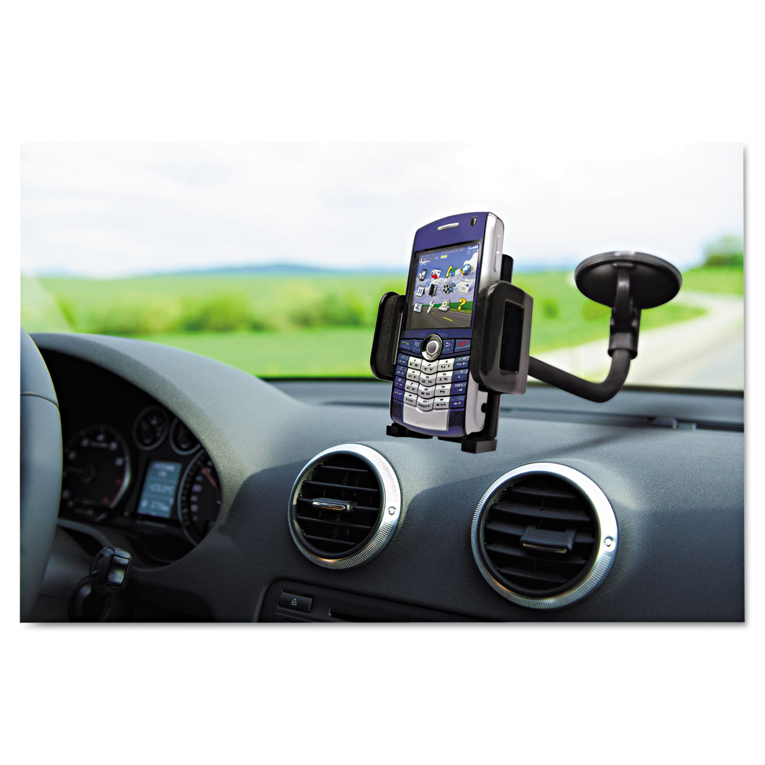 Windshield/Vent Car Mount for Smartphones, Black