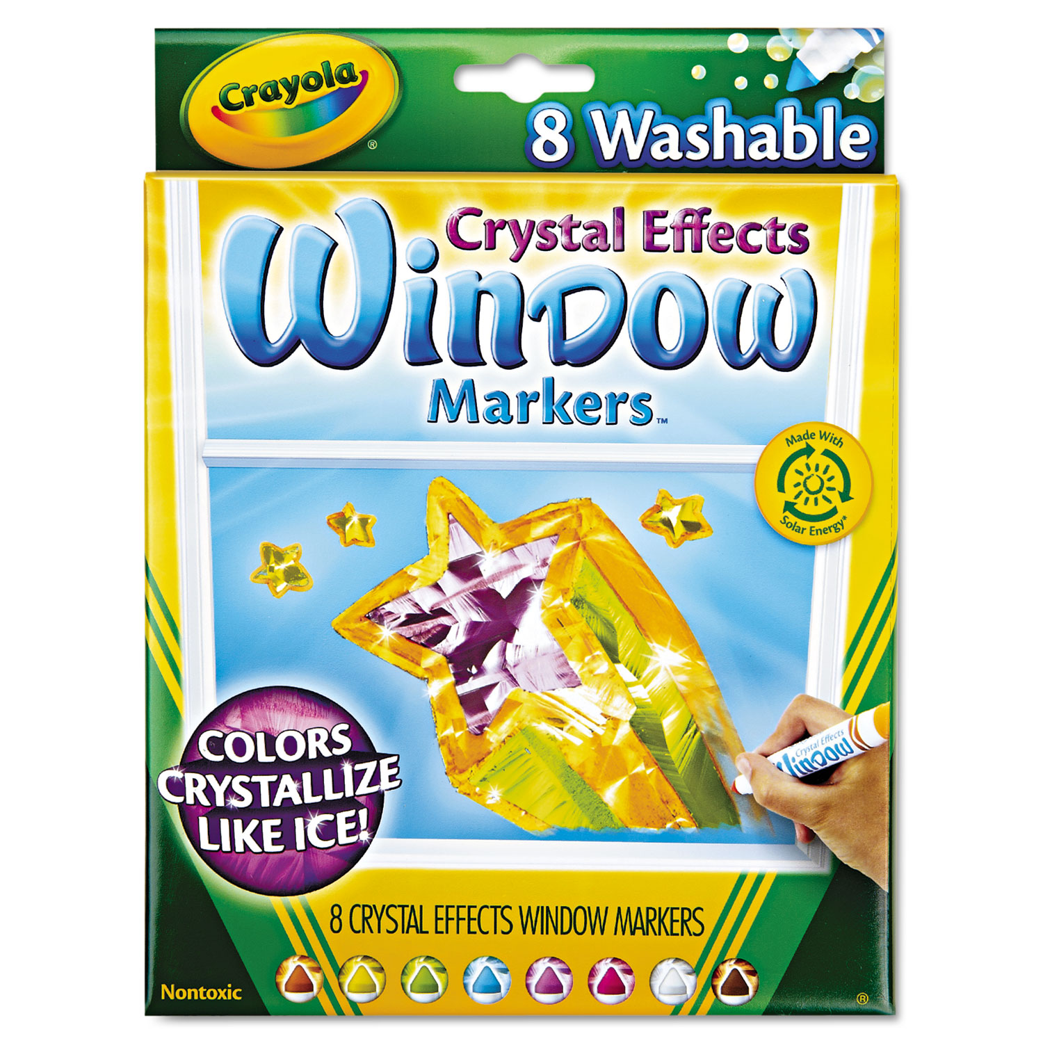  Crayola 588174 Washable Window FX Marker, Broad Bullet Tip, Assorted Colors, 8/Pack (CYO588174) 