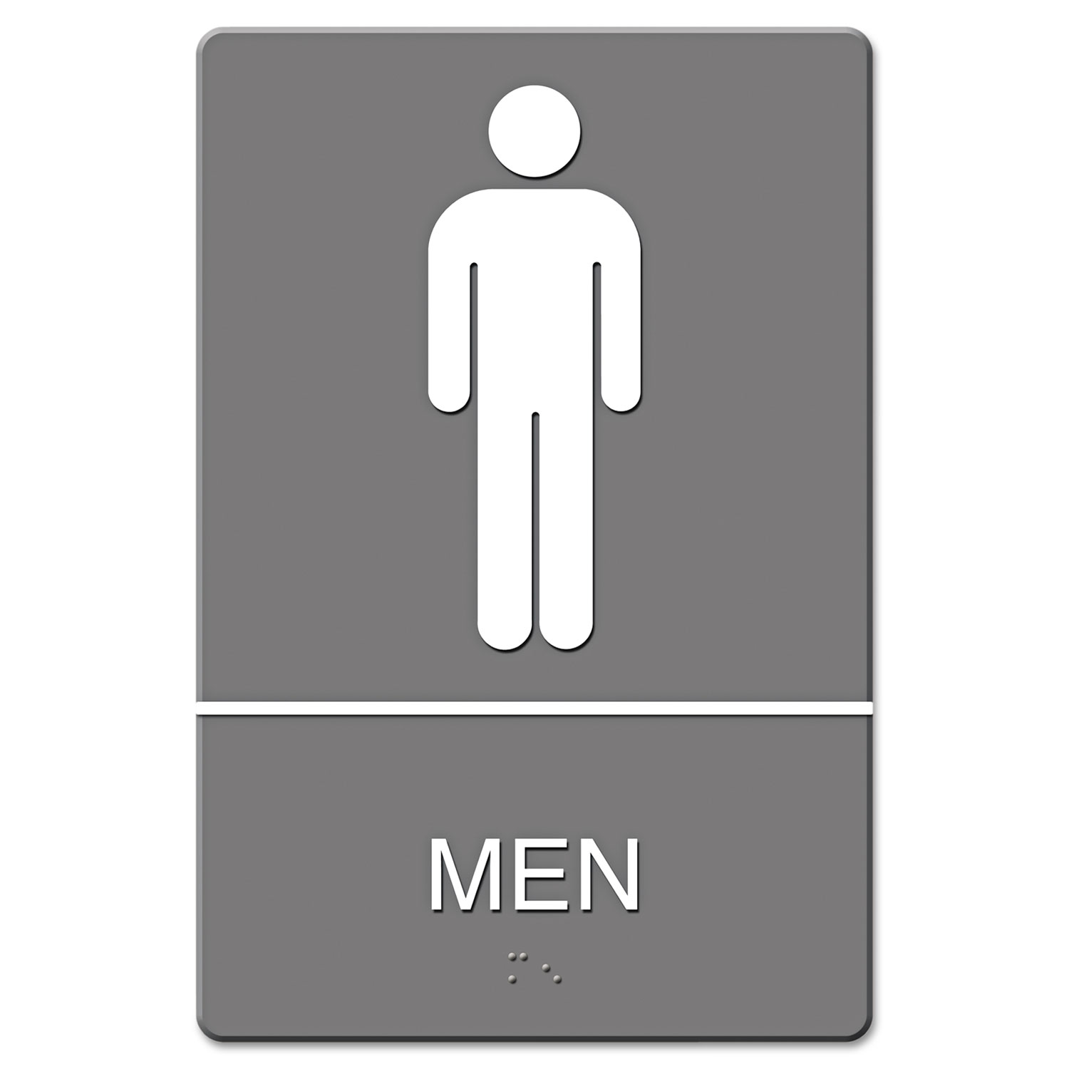  Headline Sign 4817 ADA Sign, Men Restroom Symbol w/Tactile Graphic, Molded Plastic, 6 x 9, Gray (USS4817) 