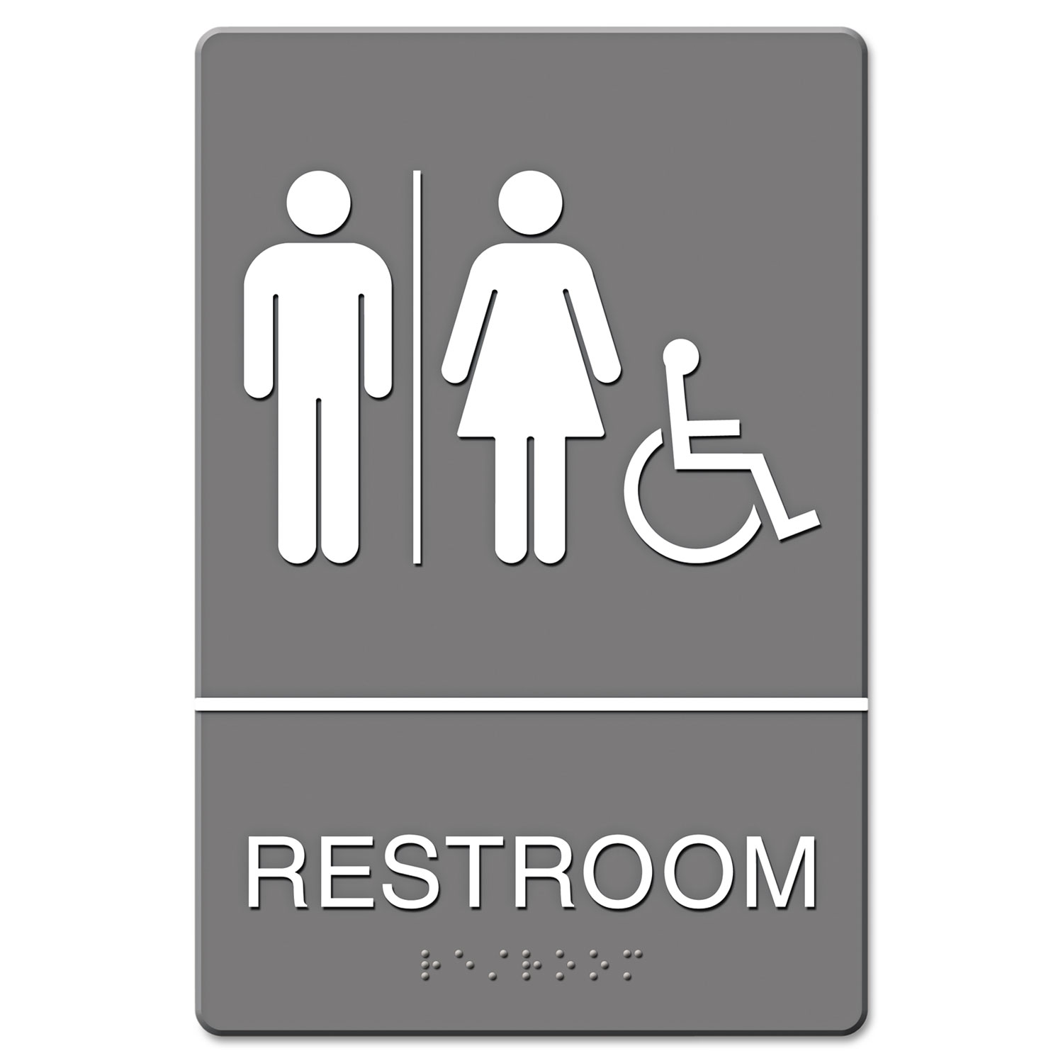 ADA Sign, Restroom/Wheelchair Accessible Tactile Symbol, Molded Plastic, 6 x 9