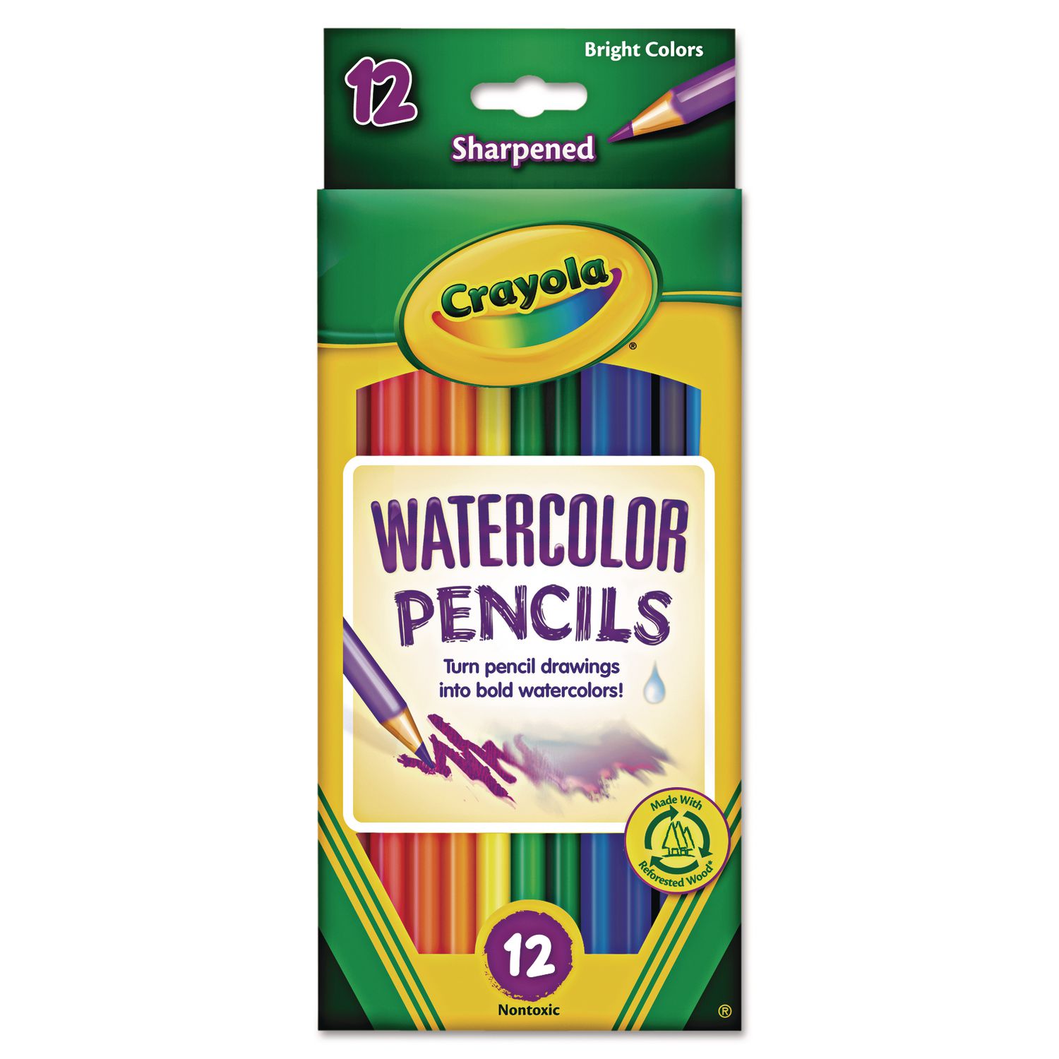 Watercolor Pencil Set, 3.3 mm, 2B, Assorted Lead and Barrel Colors, Dozen