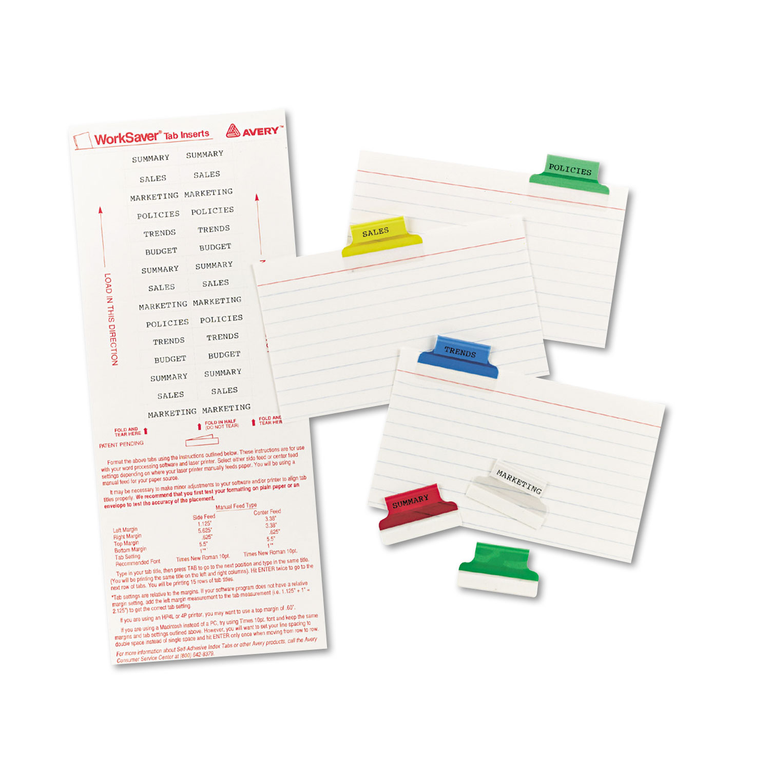 Insertable Index Tabs with Printable Inserts, 1, Assorted Tab, 25/Pack