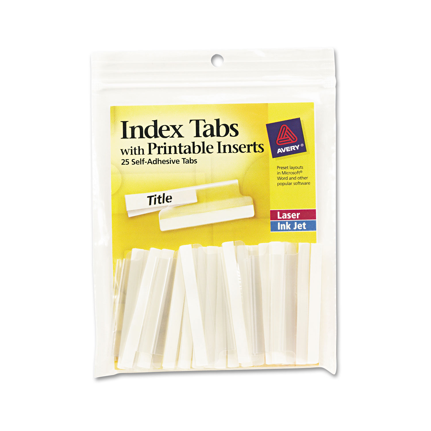  Avery 16241 Insertable Index Tabs with Printable Inserts, 1/5-Cut Tabs, Clear, 2 Wide, 25/Pack (AVE16241) 