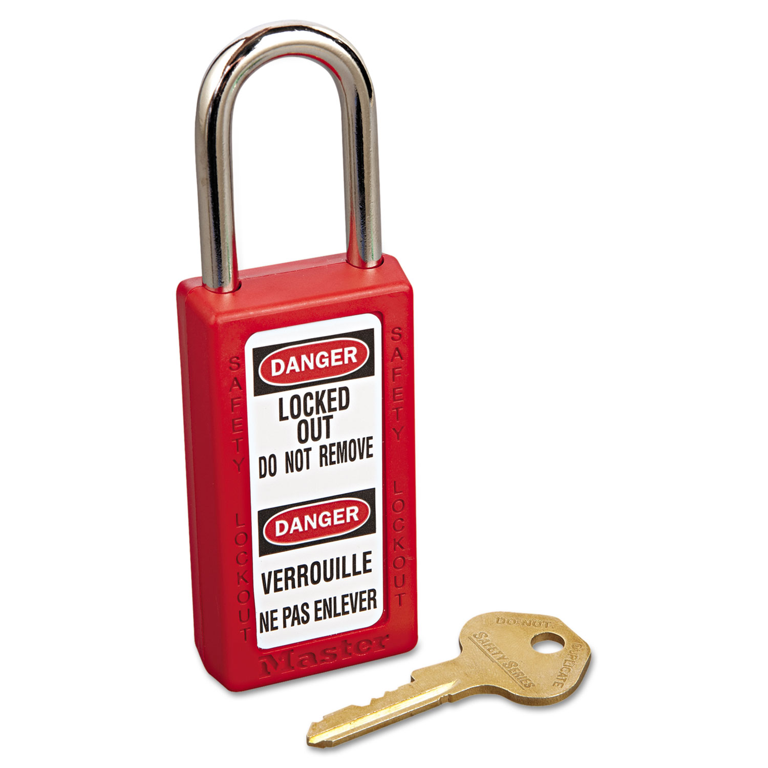 Lightweight Zenex Safety Lockout Padlock, 1 1/2 Wide, Red, 2 Keys, 6/Box