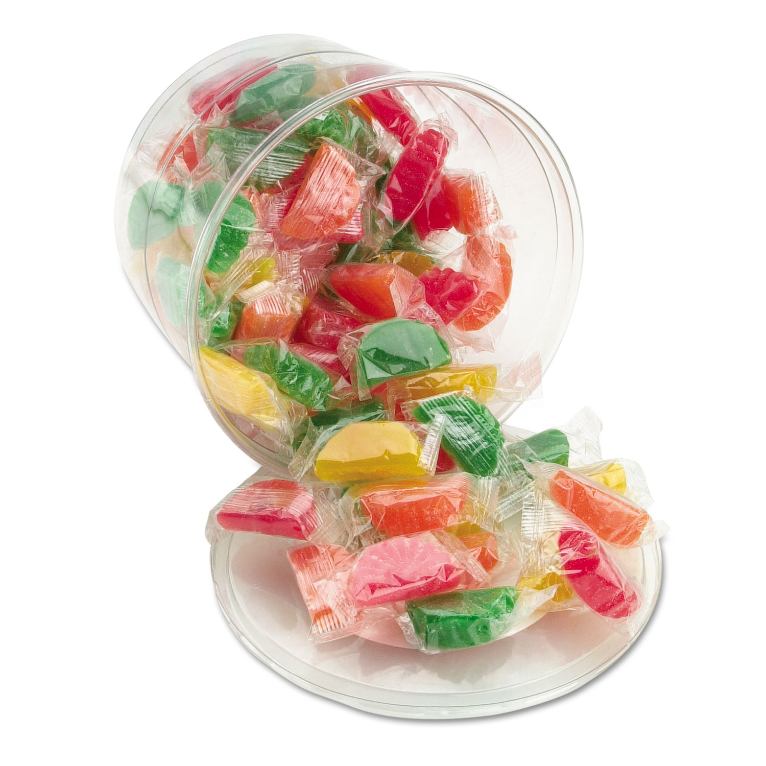  Office Snax 00005 Assorted Fruit Slices Candy, Individually Wrapped, 2 lb Resealable Plastic Tub (OFX00005) 