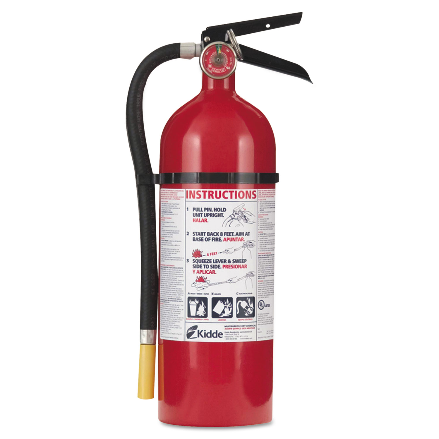  Kidde 466112-01 ProLine Pro 5 Multi-Purpose Dry Chemical Fire Extinguisher, 8.5lb, 3-A, 40-B:C (KID46611201) 