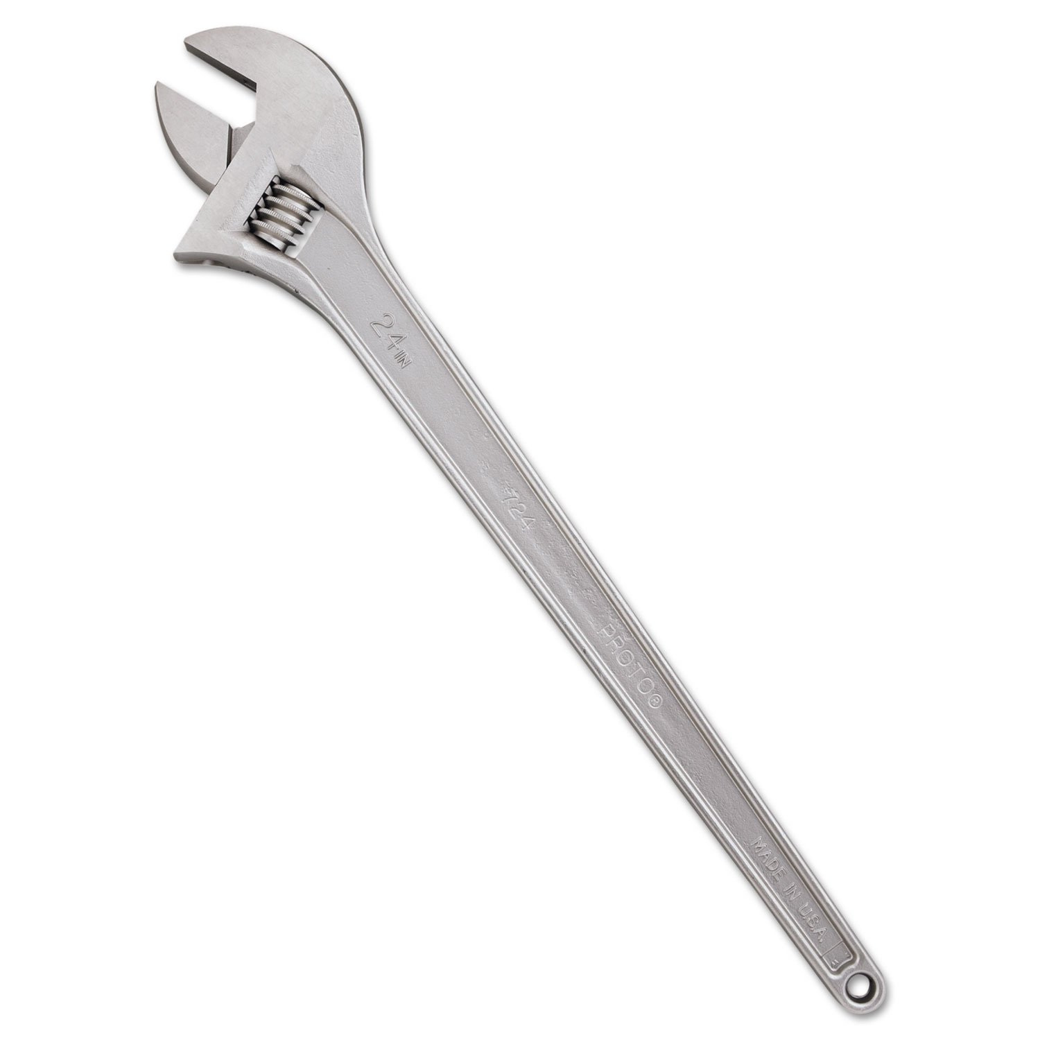 PROTO Adjustable Wrench, 24 Long, 2 7/16 Opening, Satin Chrome