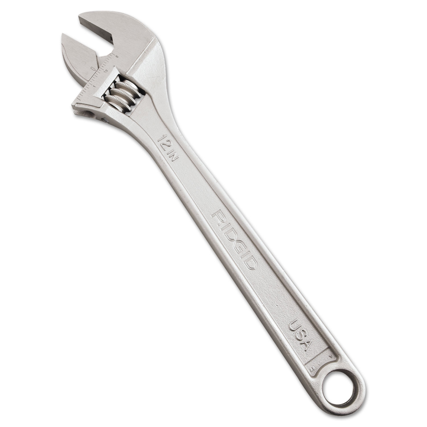 RIDGID Adjustable Wrench, 12 Long, 1 5/16 Jaw Capacity, Chrome Finish