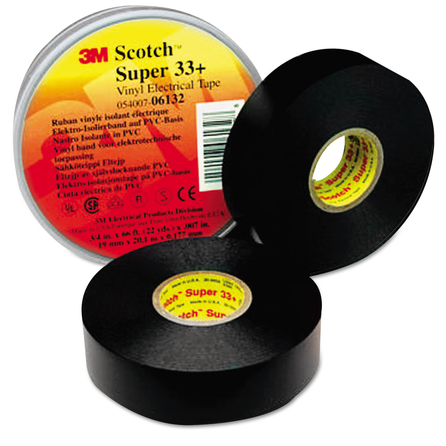  3M 80610138895 Scotch 33+ Super Vinyl Electrical Tape, 0.75 x 52 ft, Black (MMM06133) 