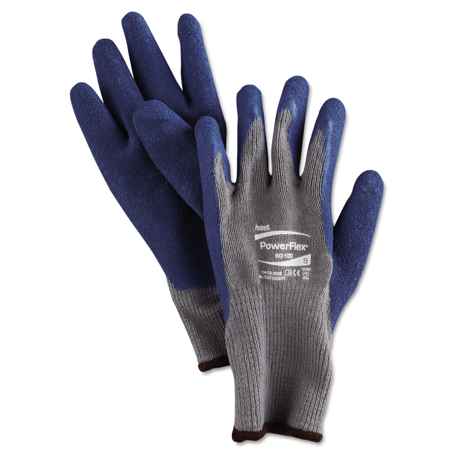  AnsellPro 103499 PowerFlex Gloves, Blue/Gray, Size 9, 1 Pair (ANS801009PR) 