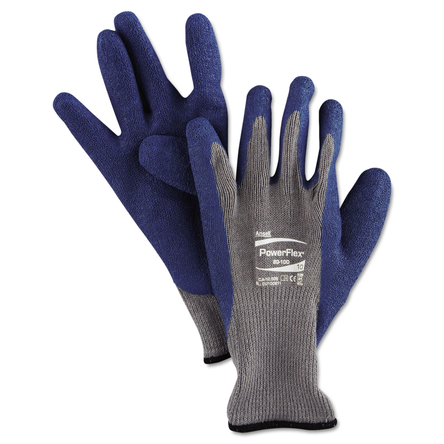  AnsellPro 103500 PowerFlex Gloves, Blue/Gray, Size 10, 1 Pair (ANS8010010PR) 