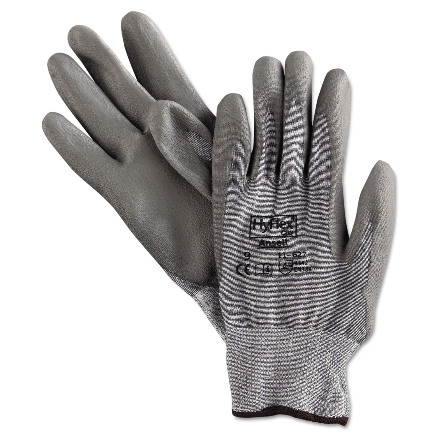  AnsellPro 103391 HyFlex 627 Light-Duty Gloves, Size 9, Dyneema/Lycra/Polyurethane, GY, 12 Pairs (ANS116279) 