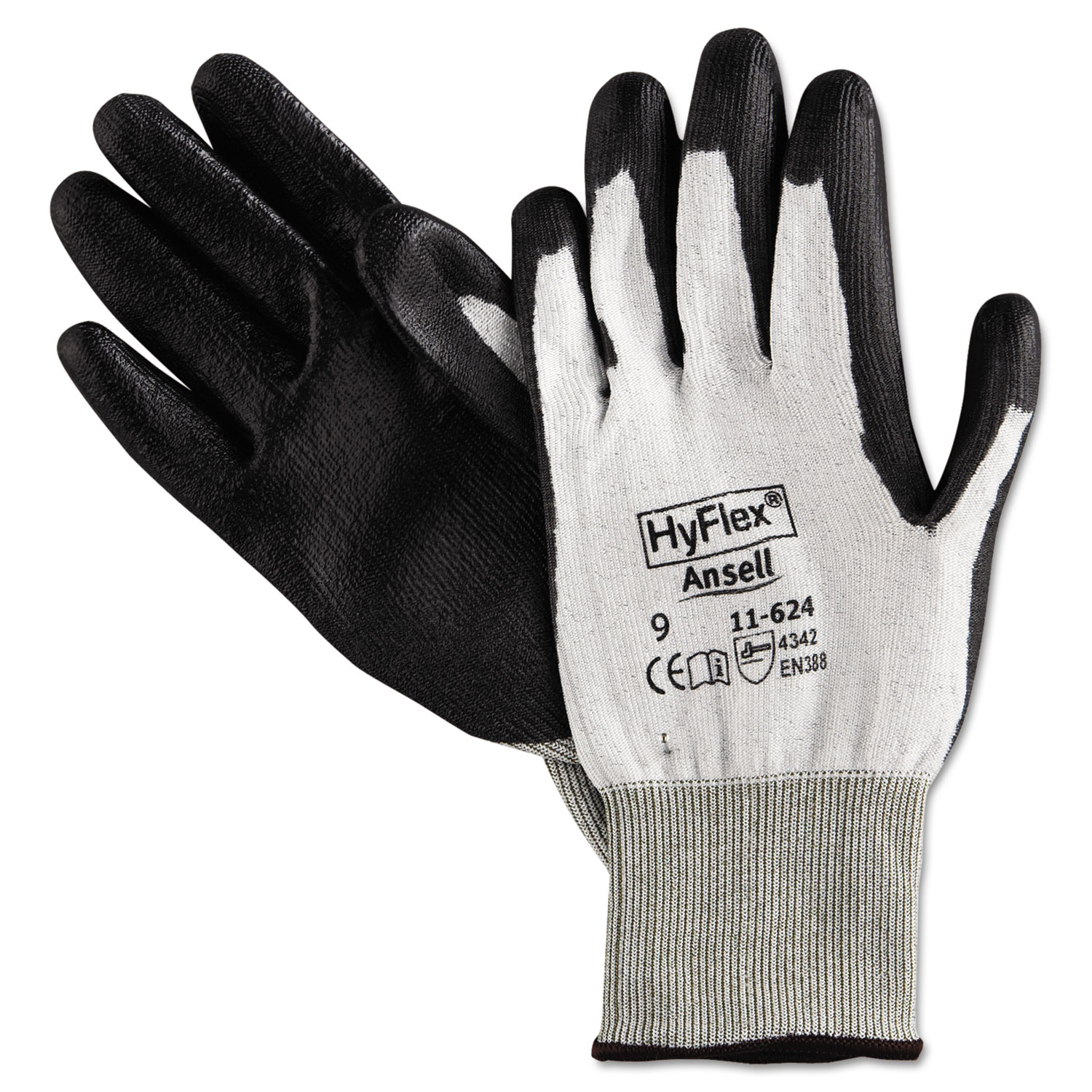  AnsellPro 104780 HyFlex Dyneema Cut-Protection Gloves, Gray, Size 9, 12 Pairs (ANS116249) 