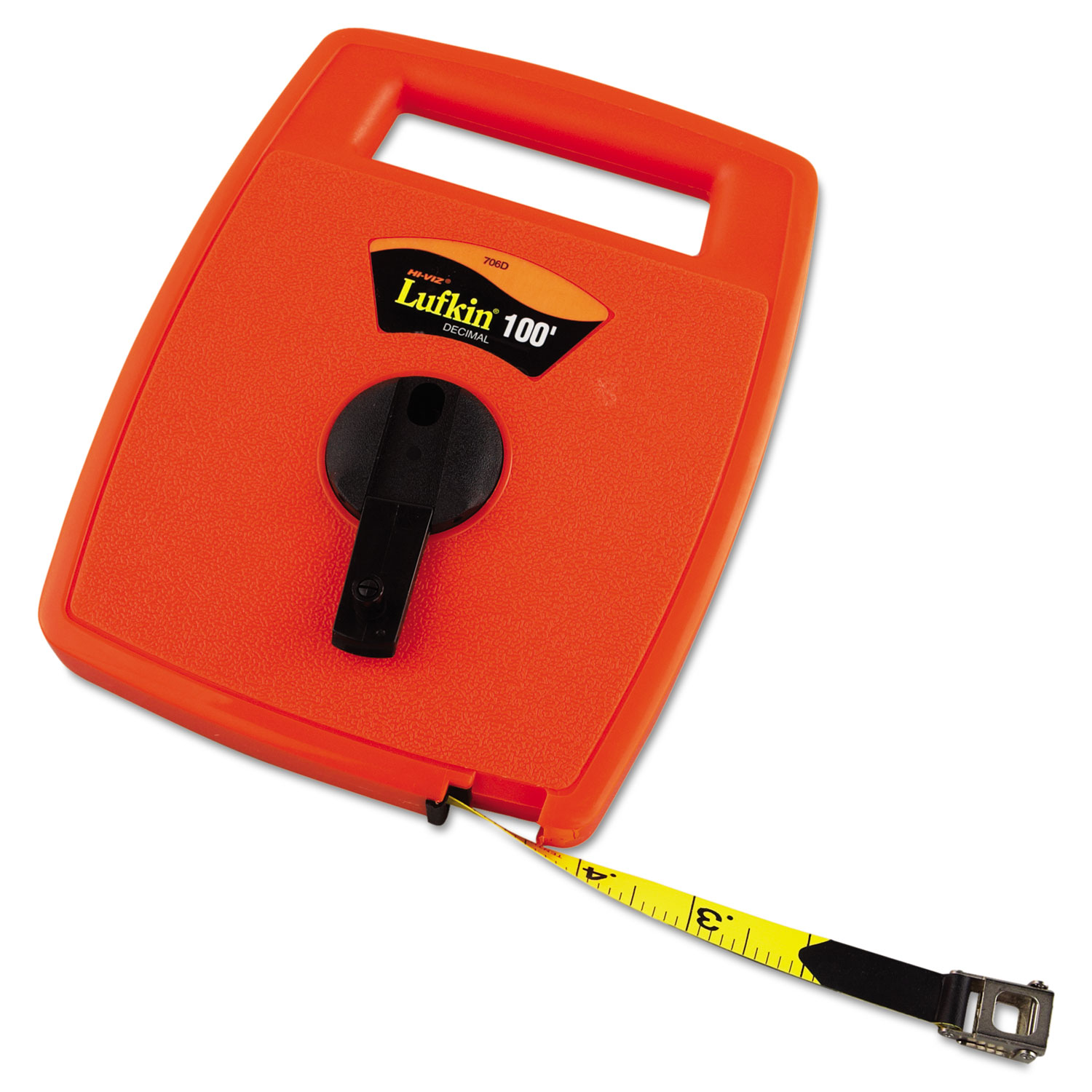  Lufkin 706D Hi-Viz Linear Measuring Tape Measure, 1/2in x 100ft, Orange, Fiberglass Tape (LUF706D) 