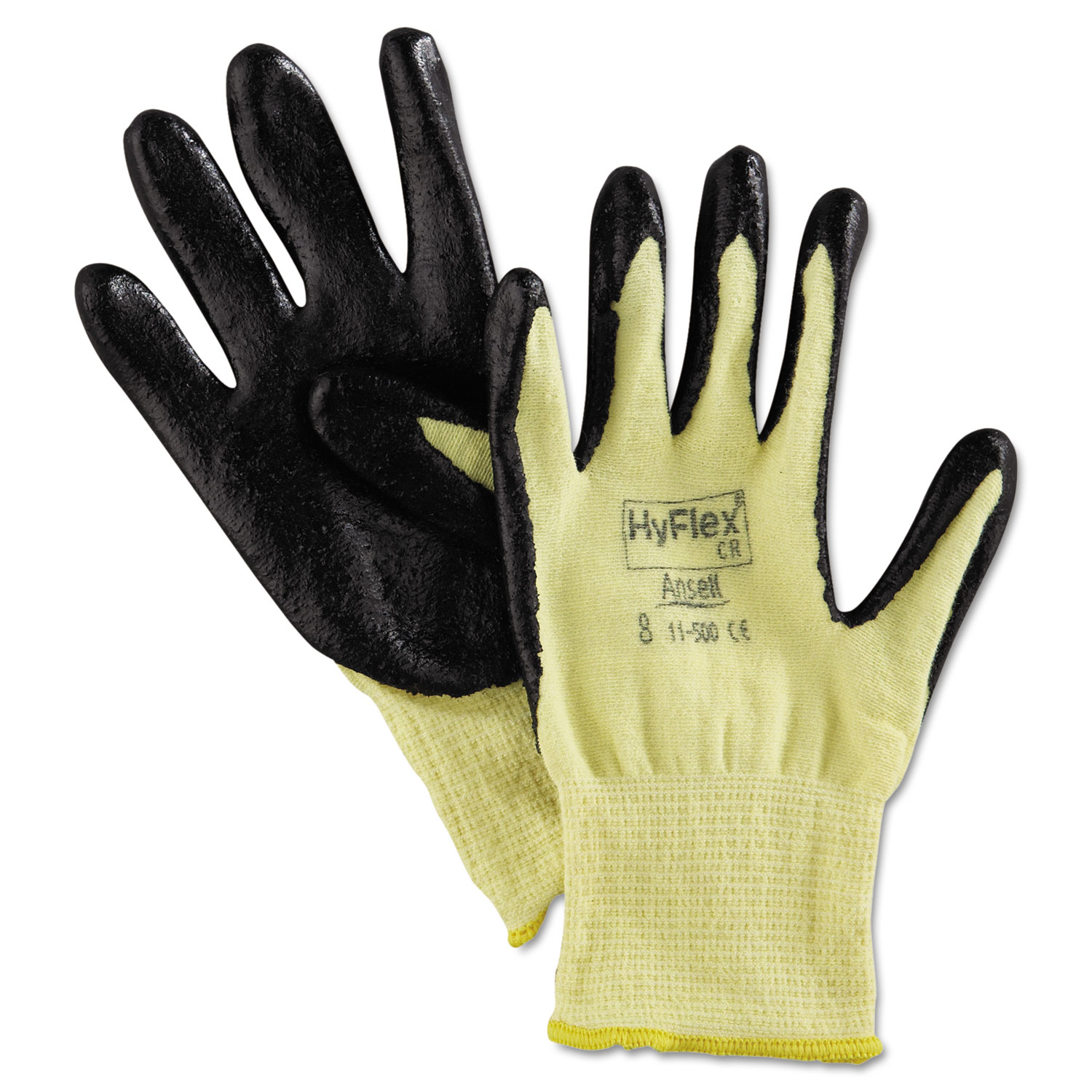  AnsellPro 103337 HyFlex 500 Light-Dty Gloves, Size 8, Kevlar/Nitrile, Yellow/Black, 12 Pairs (ANS115008) 