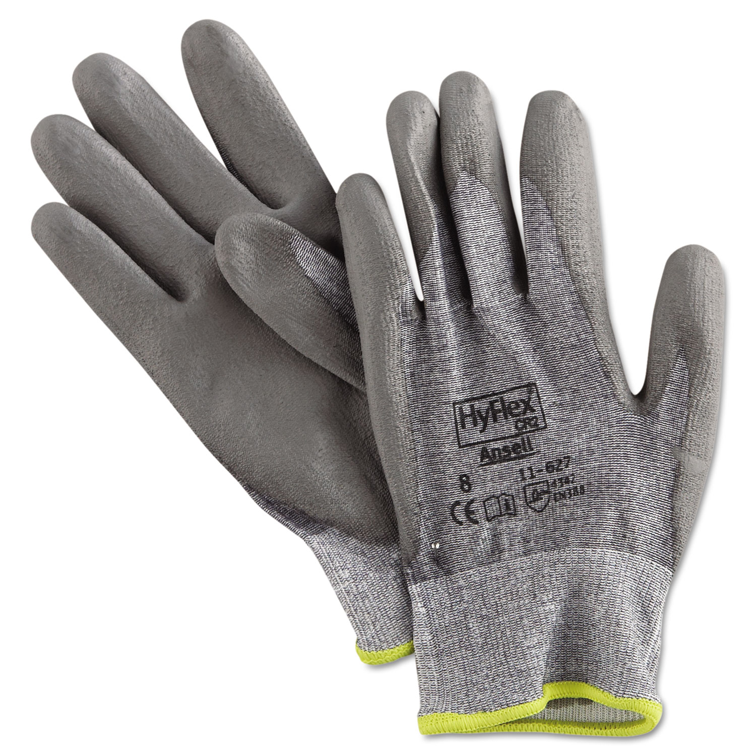  AnsellPro 103390 HyFlex 627 Light-Duty Gloves, Size 8, Dyneema/Lycra/Polyurethane, GY, 12 Pairs (ANS116278) 