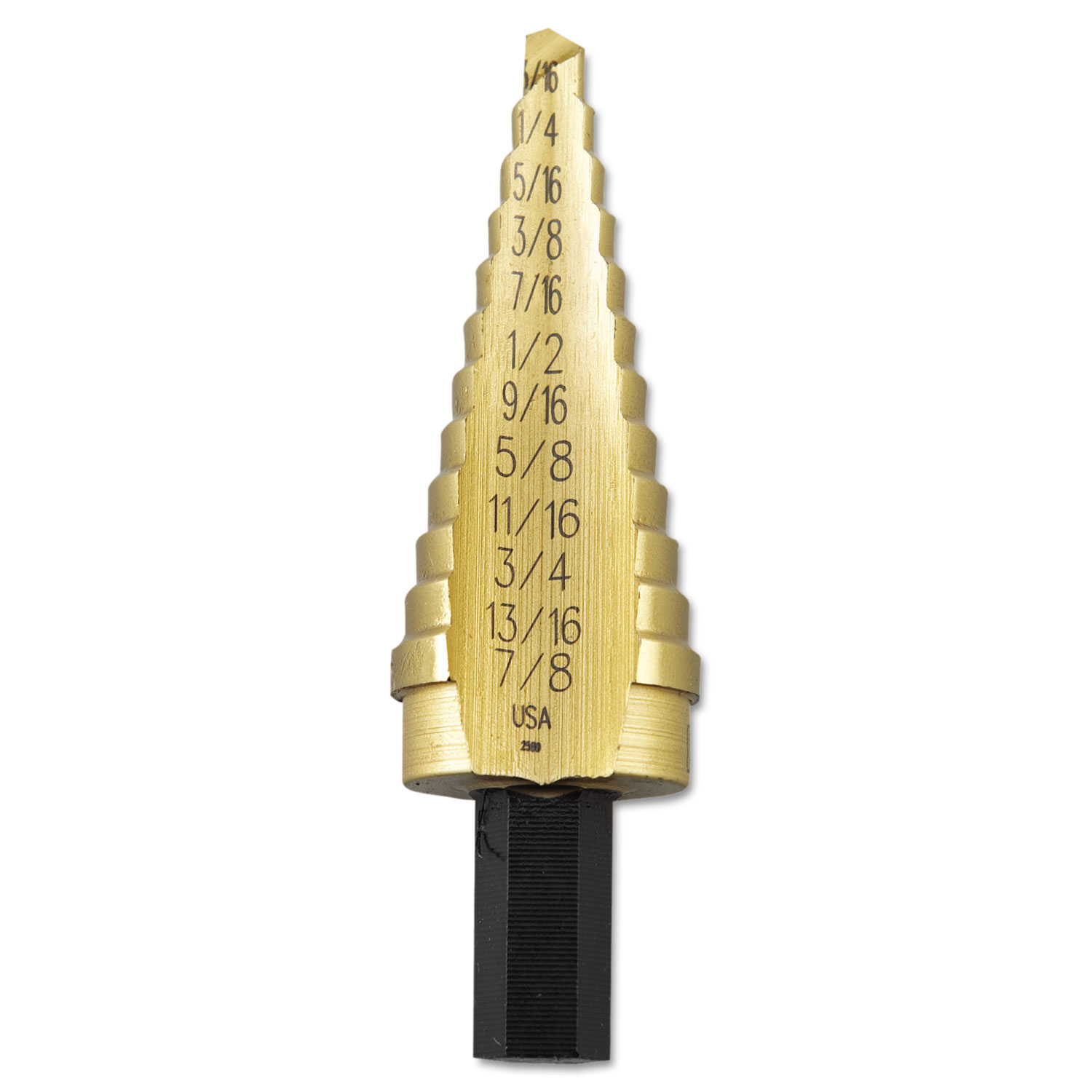 Unibit Fractional Titanium Nitride Coated 12-Step Drill Bit, 3/16in to 7/8in