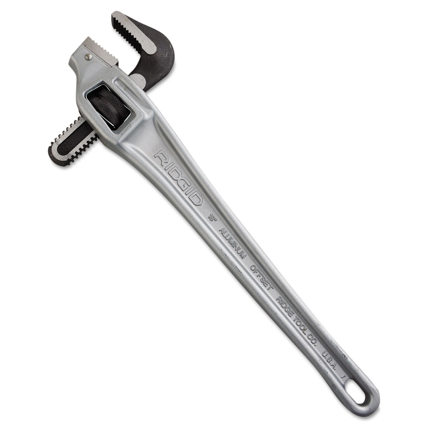 RIDGID Aluminum Handle Offset Pipe Wrench, 18 Long, 2 1/2 Jaw Capacity