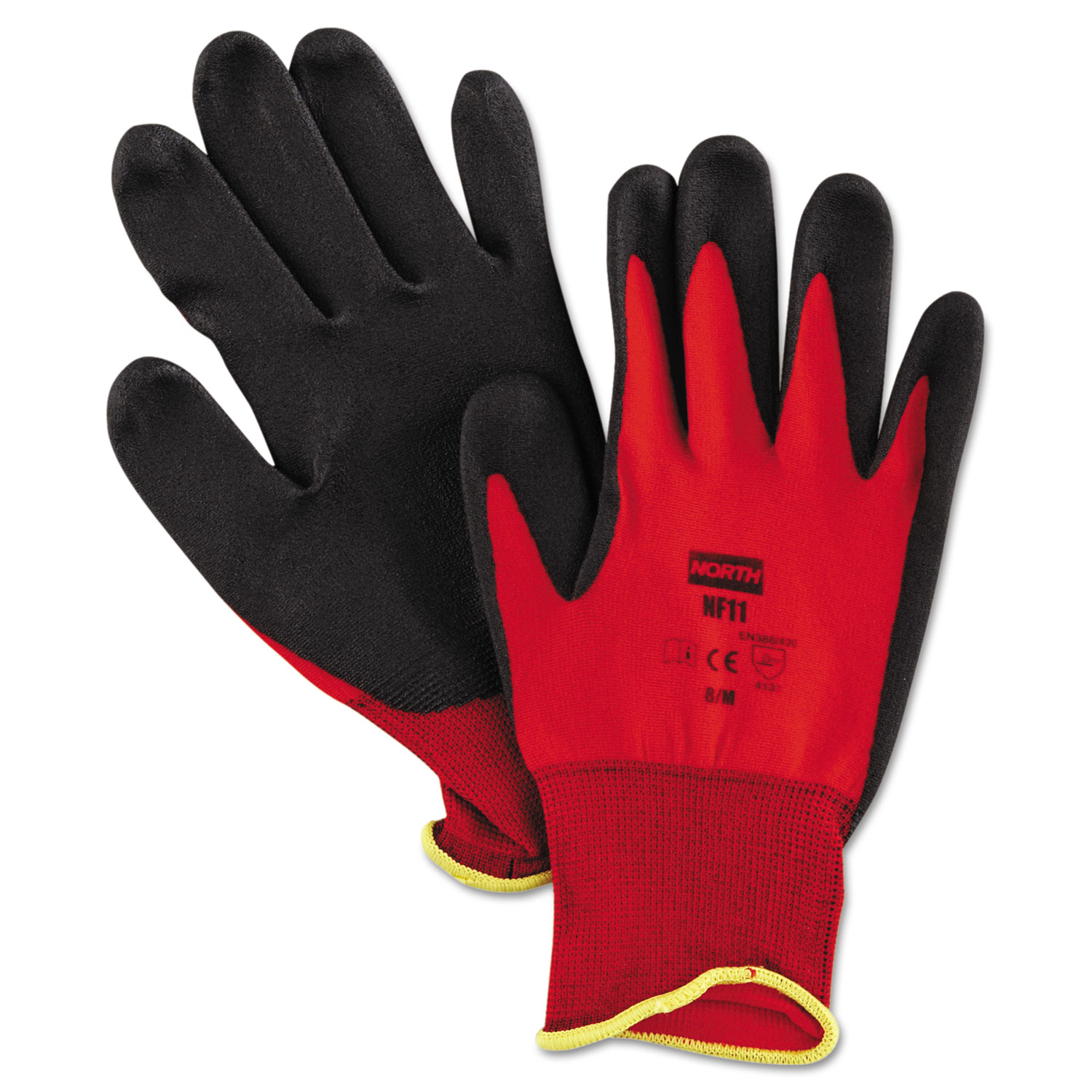  North Safety NF11/8M NorthFlex Red Foamed PVC Palm Coated Gloves, Medium (NSPNF118M) 