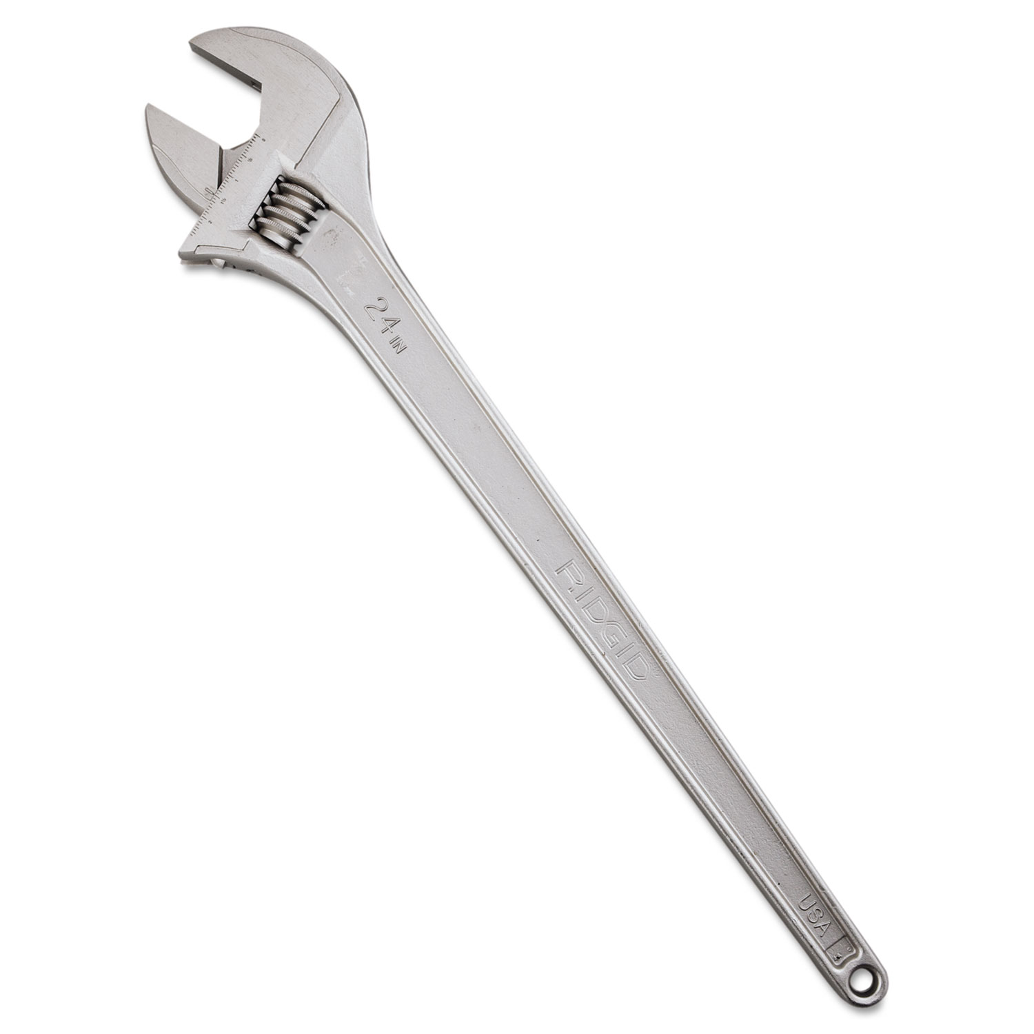 RIDGID Adjustable Wrench, 24 Long, 1 1/8 Jaw Capacity, Chrome Finish