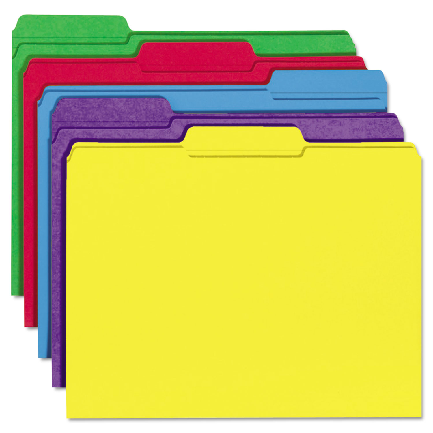 Reinforced Top-Tab File Folders, 1/3-Cut Tabs, Letter Size, Assorted, 100/Box