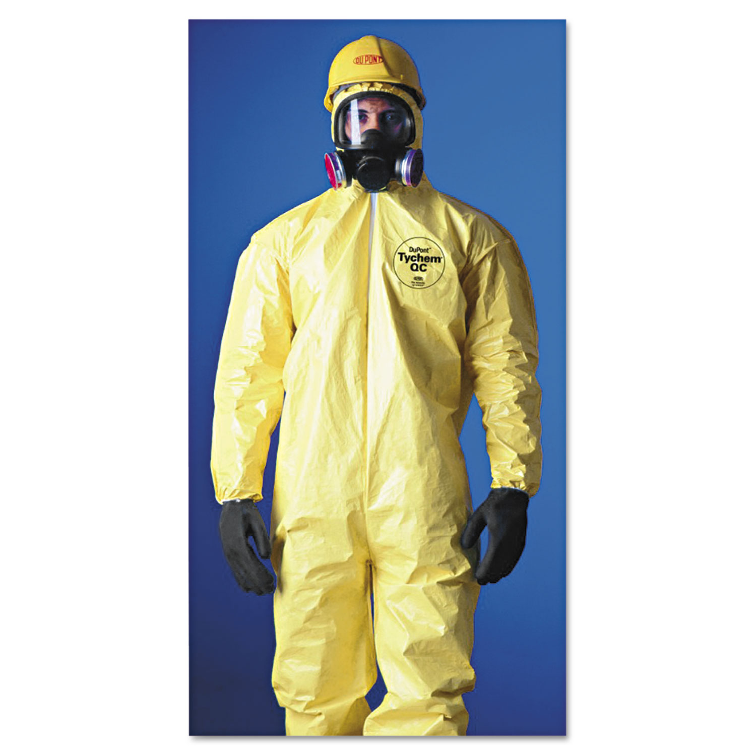 Tychem QC Hooded Coveralls, Zip Close, Elastic Wrists/Ankles, Yellow, 2XL, 12/CT