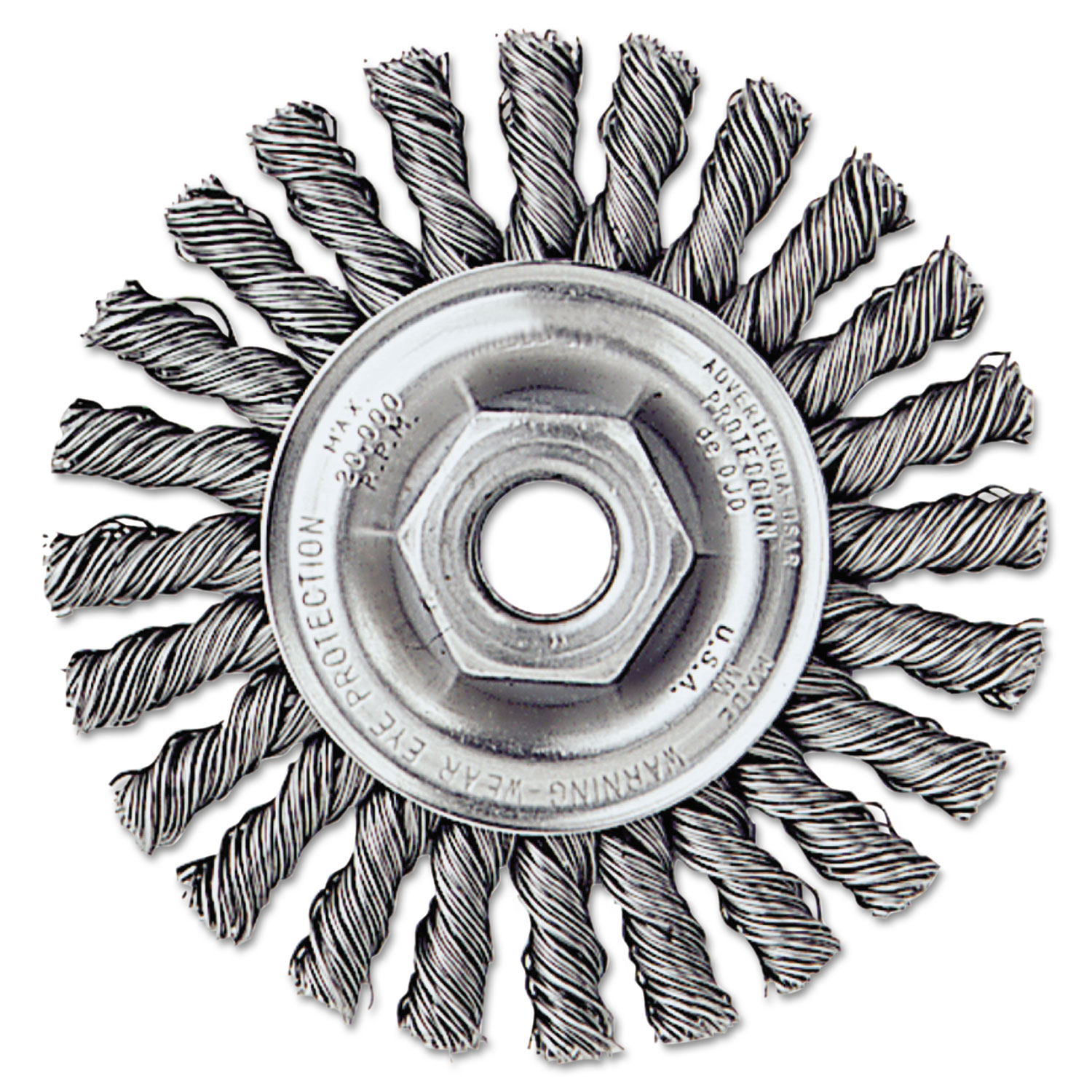 Dualife Twist-Knot Wire Wheel, 4 dia, 7/8 Trim .02 Wire, 5/8 Arbor