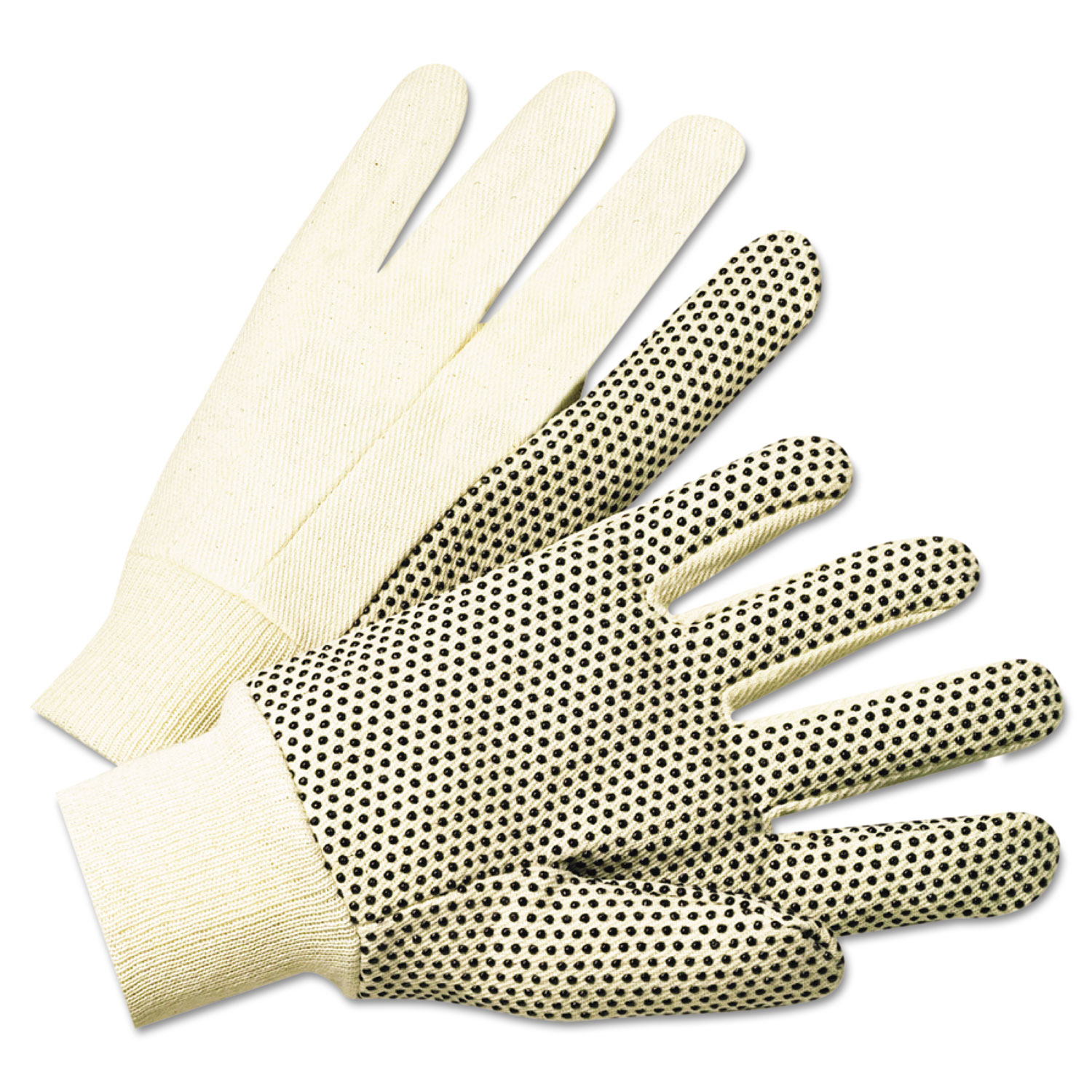  Anchor Brand 780K 1000 Series PVC Dotted Canvas Gloves, White/Black, Large, 12 Pairs (ANR1005) 