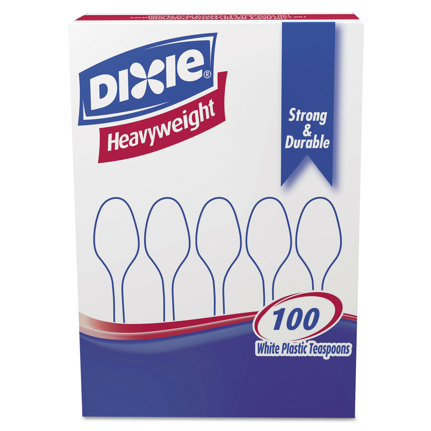  Dixie TH207 Plastic Cutlery, Heavyweight Teaspoons, White, 100/Box (DXETH207) 