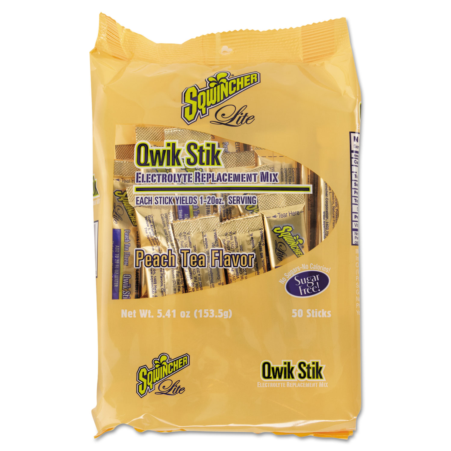 Sugar-Free Qwik Stiks Energy Drink Mix, Peach Tea, 1.26oz, 500/Carton