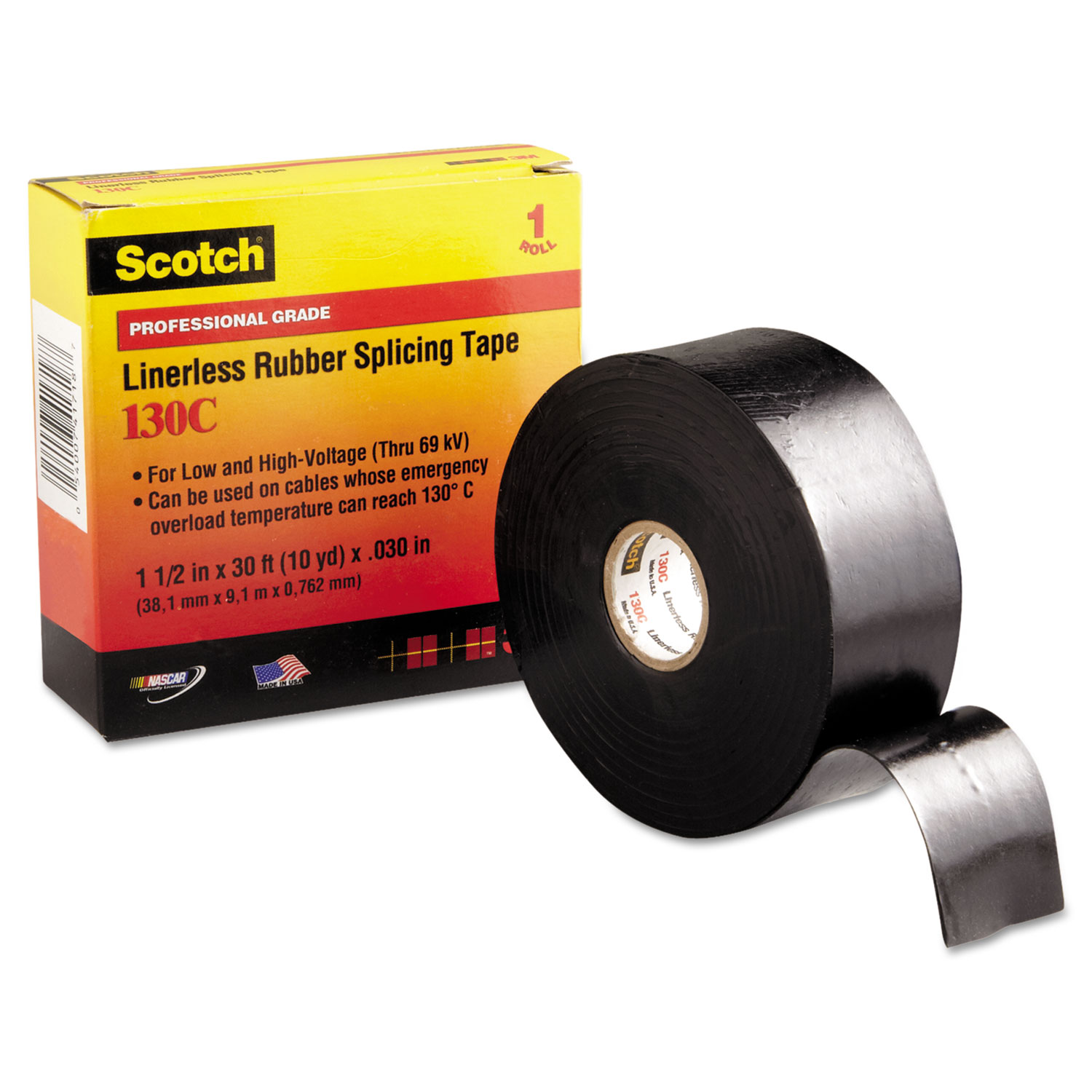 Scotch 130C Linerless Splicing Tape, 1 1/2 x 30ft