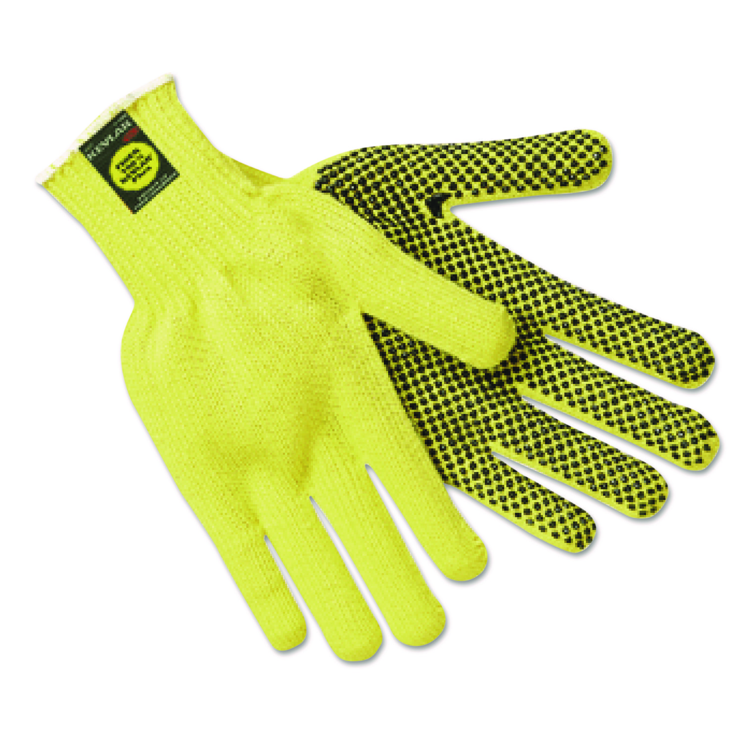 Kevlar Gloves, Large, Coated String Knit/Kevlar, PVC Dots