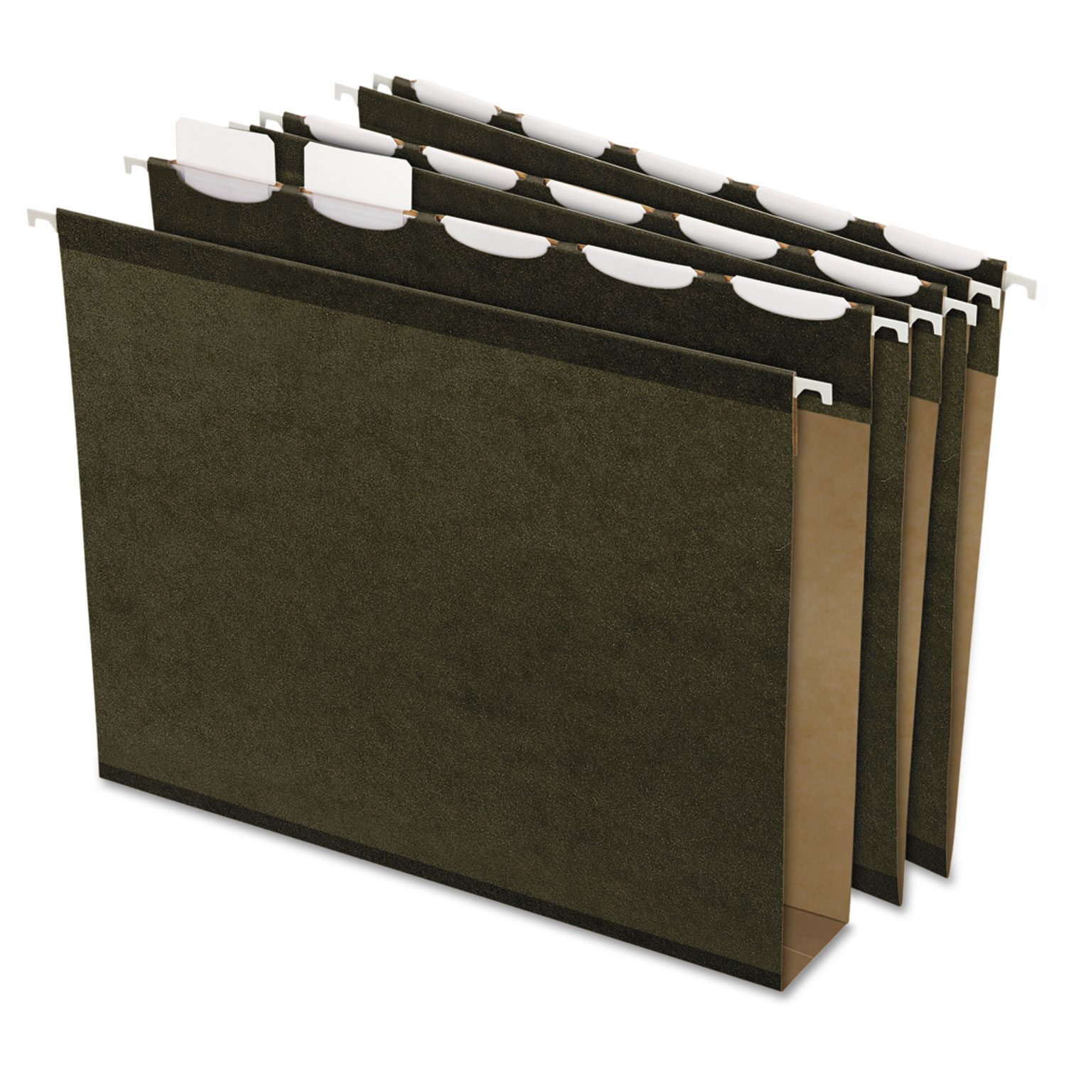 Ready-Tab Hanging File Folders, 2 Capacity, 1/5 Tab, Letter, Green, 20/Box