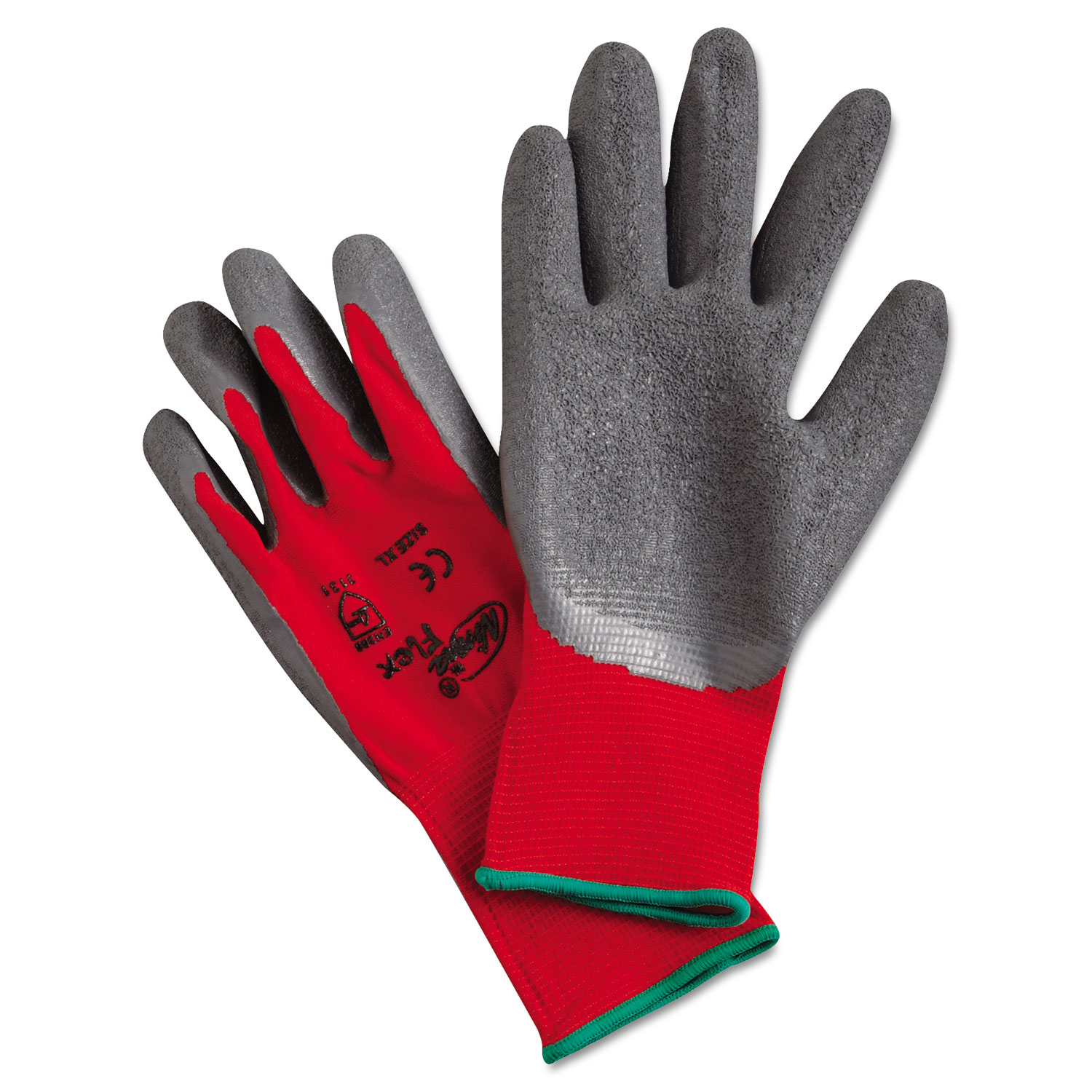 MCR Safety N9680XL Ninja Flex Latex-Coated-Palm Gloves, Nylon Shell, X-Large, Red/Gray (MPGN9680XL) 