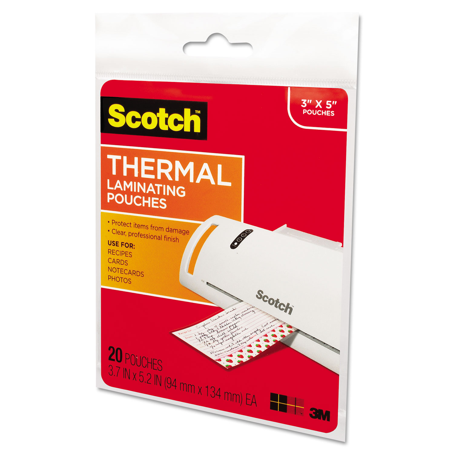 Index Card Size Thermal Laminating Pouches, 5 mil, 5 3/8 x 3 3/4, 20/Pack