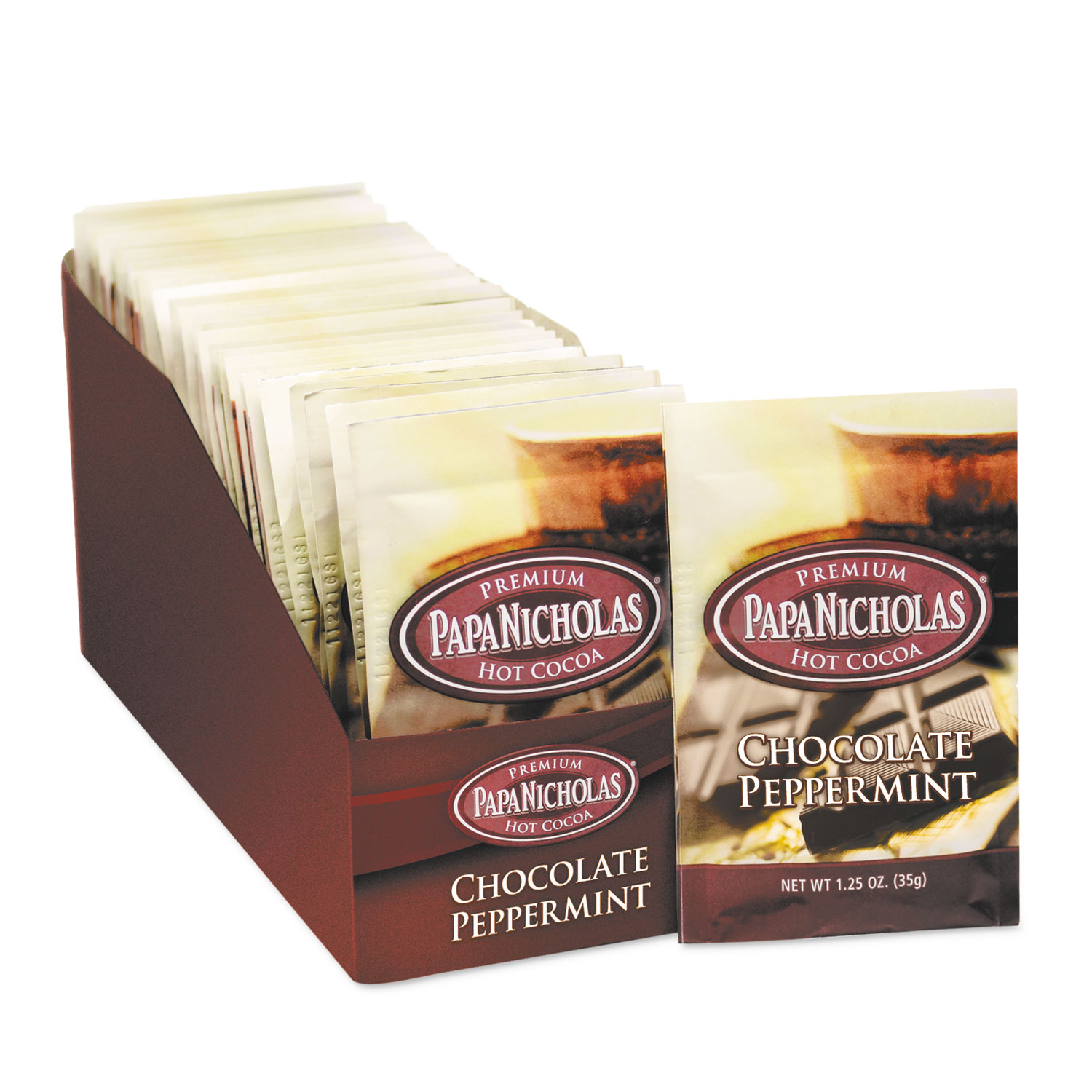  PapaNicholas Coffee 79424 Premium Hot Cocoa, Chocolate Peppermint, 24/Carton (PCO79424) 