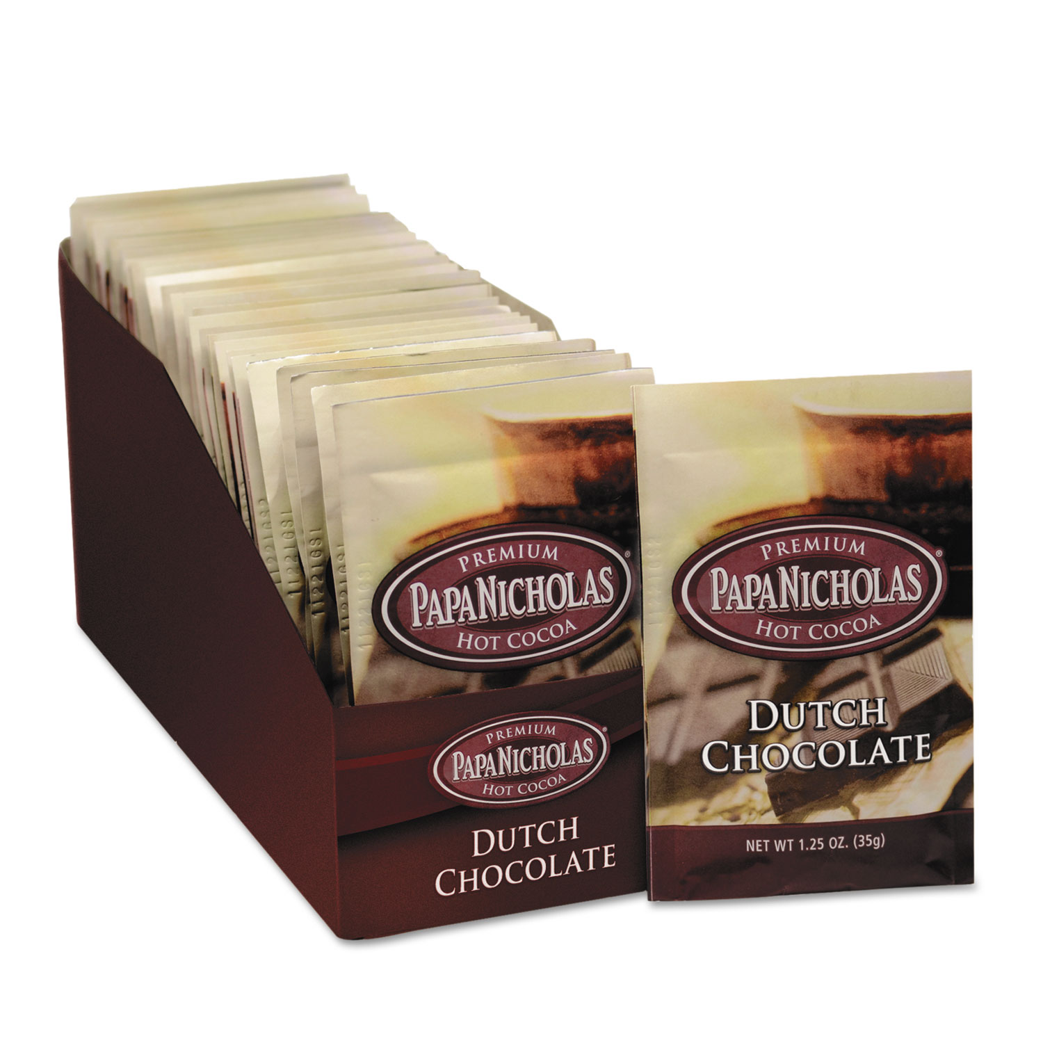  PapaNicholas Coffee 79224 Premium Hot Cocoa, Dutch Chocolate, 24/Carton (PCO79224) 
