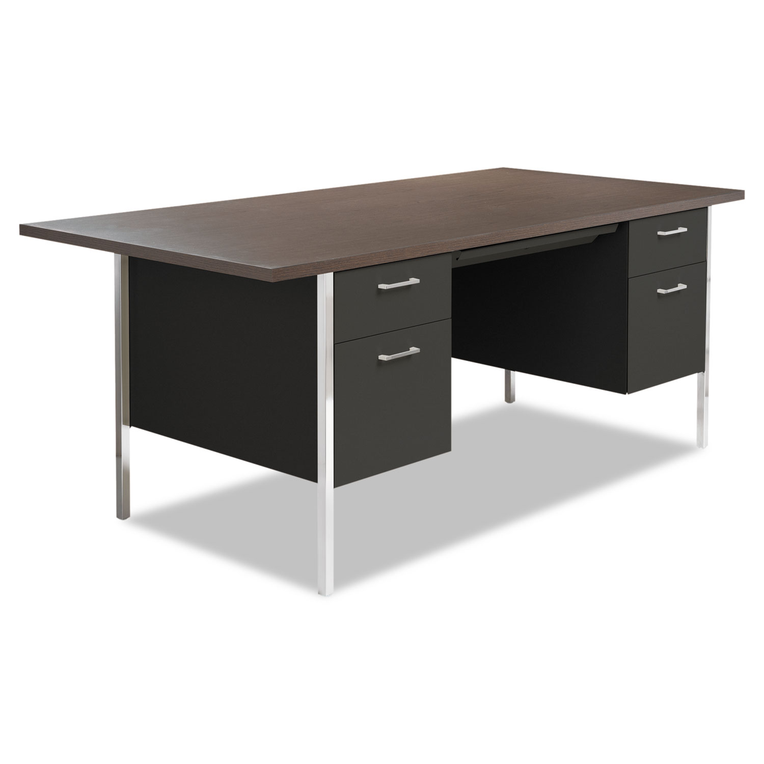  Alera ALESD7236BM Double Pedestal Steel Desk, Metal Desk, 72w x 36d x 29.5h, Mocha/Black (ALESD7236BM) 