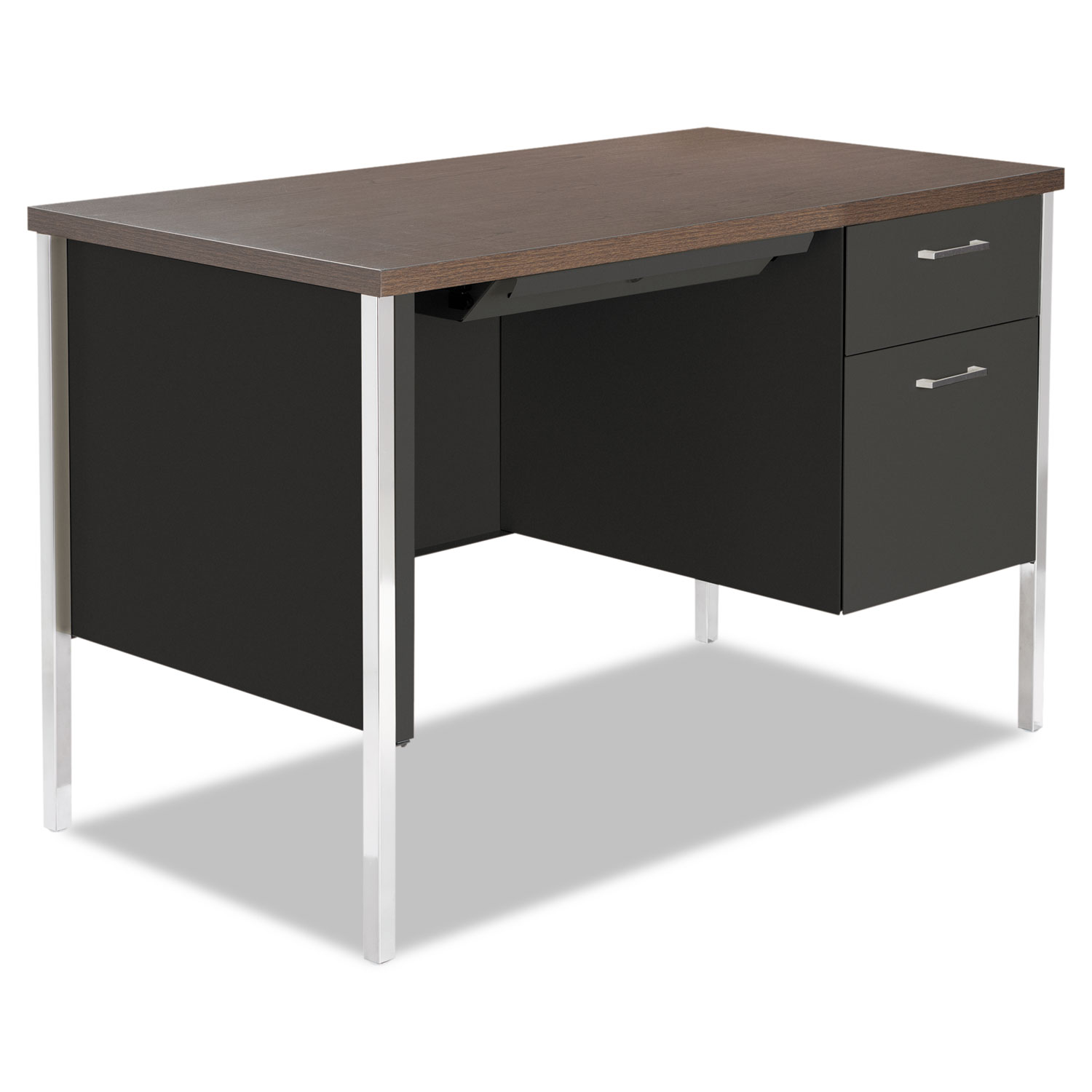  Alera ALESD4524BM Single Pedestal Steel Desk, Metal Desk, 45.25w x 24d x 29.5h, Mocha/Black (ALESD4524BM) 