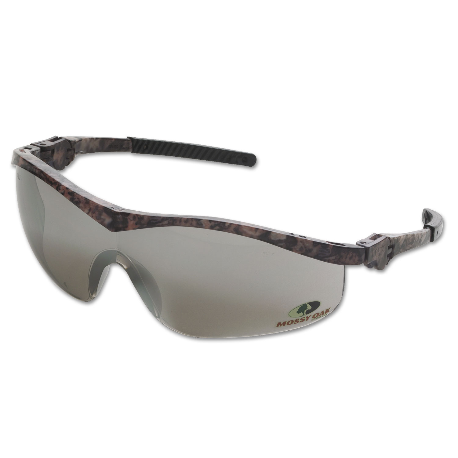 Mossy Oak Safety Glasses, Forest-Floor-Camo Frame, Silver-Mirror Lens